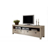 TV-BOARD Akazie 190x50x60 white stone getüncht NATURE WHITE #44 - Beige, Holz (190/60/50cm) - Massivmoebel24