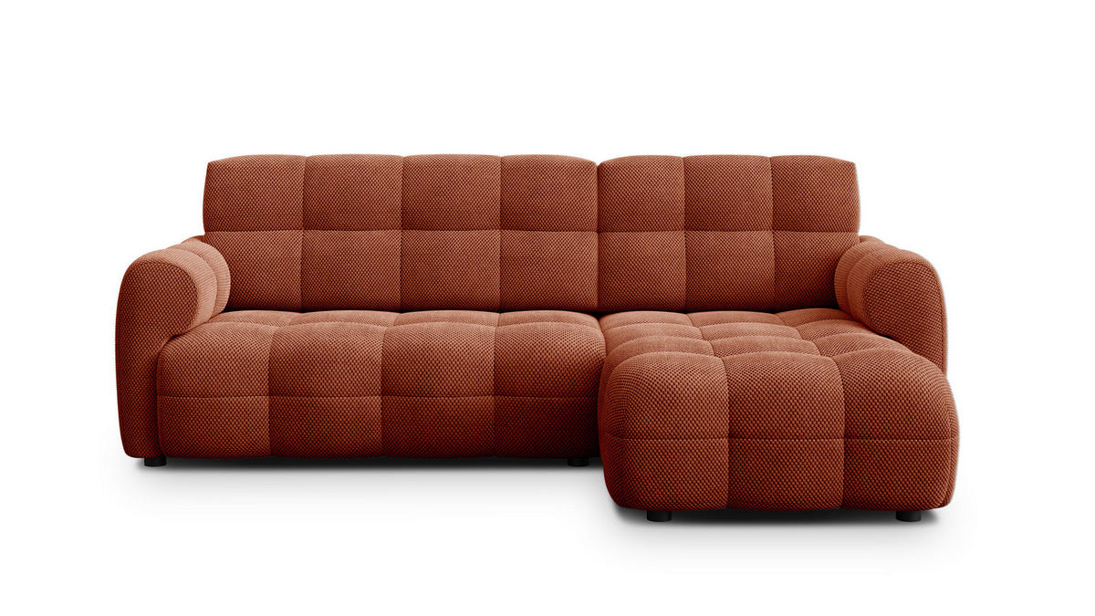 ECKSOFA MELLOW 3-Sitzer, dunkelorange - Dunkelorange/Schwarz, Holz/Textil (232/156cm) - Courtois Laville