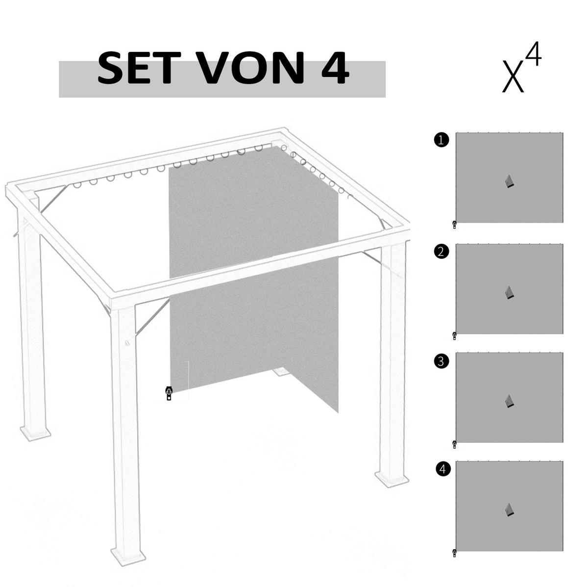 PAVILLON-SEITENWÄNDE 302/205 cm für 3x3 m Pavillons mit Reißverschluss und Haken, Polyester Hellgrau - Hellgrau, Textil (205/1/302cm) - Redom