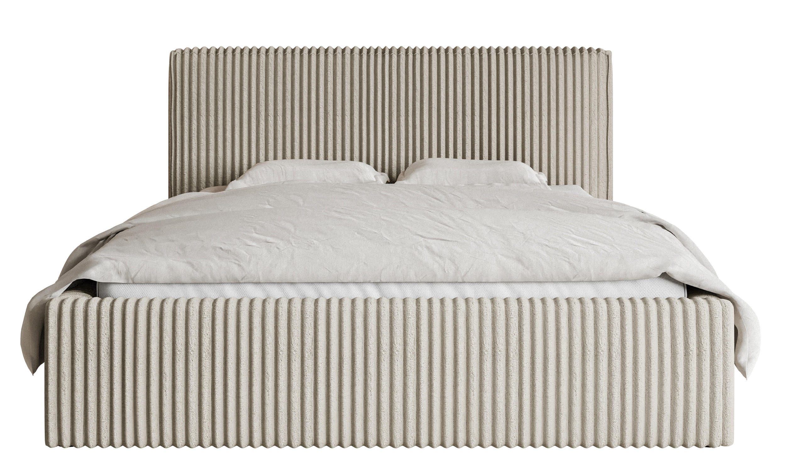 POLSTERBETT Tilio Hellbeige Cordbezug 180 cm - Ecru/Schwarz, Kunststoff/Textil (180/200cm) - Selsey