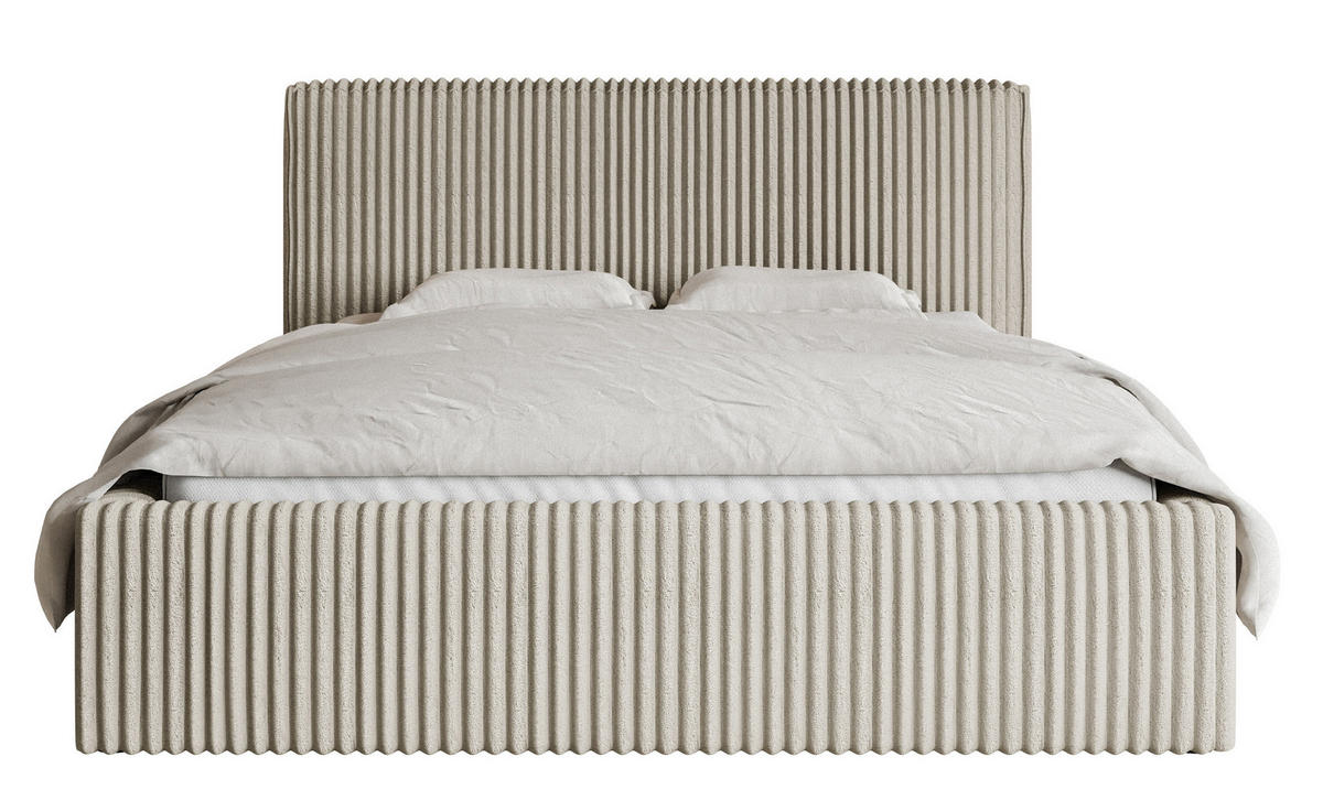 POLSTERBETT Tilio Hellbeige Cordbezug 180 cm - Ecru/Schwarz, Kunststoff/Textil (180/200cm) - Selsey