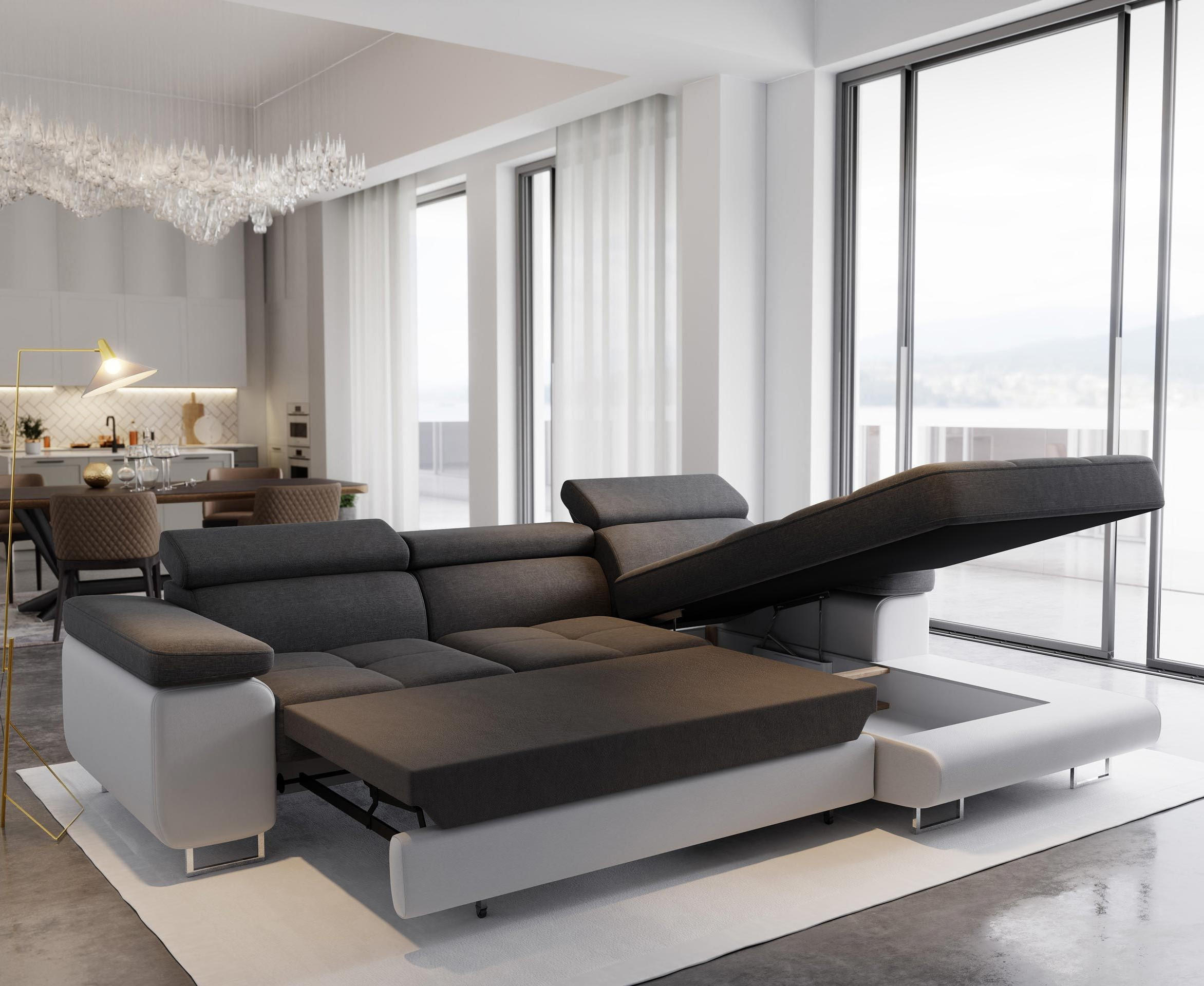 Thumbnail - Masseno Ecksofa, Creme, Holz, 3-Sitzer, L-Form,L-Form, 280x205 cm, Wohnzimmer, Sofas & Couches, Wohnlandschaften, Ecksof...