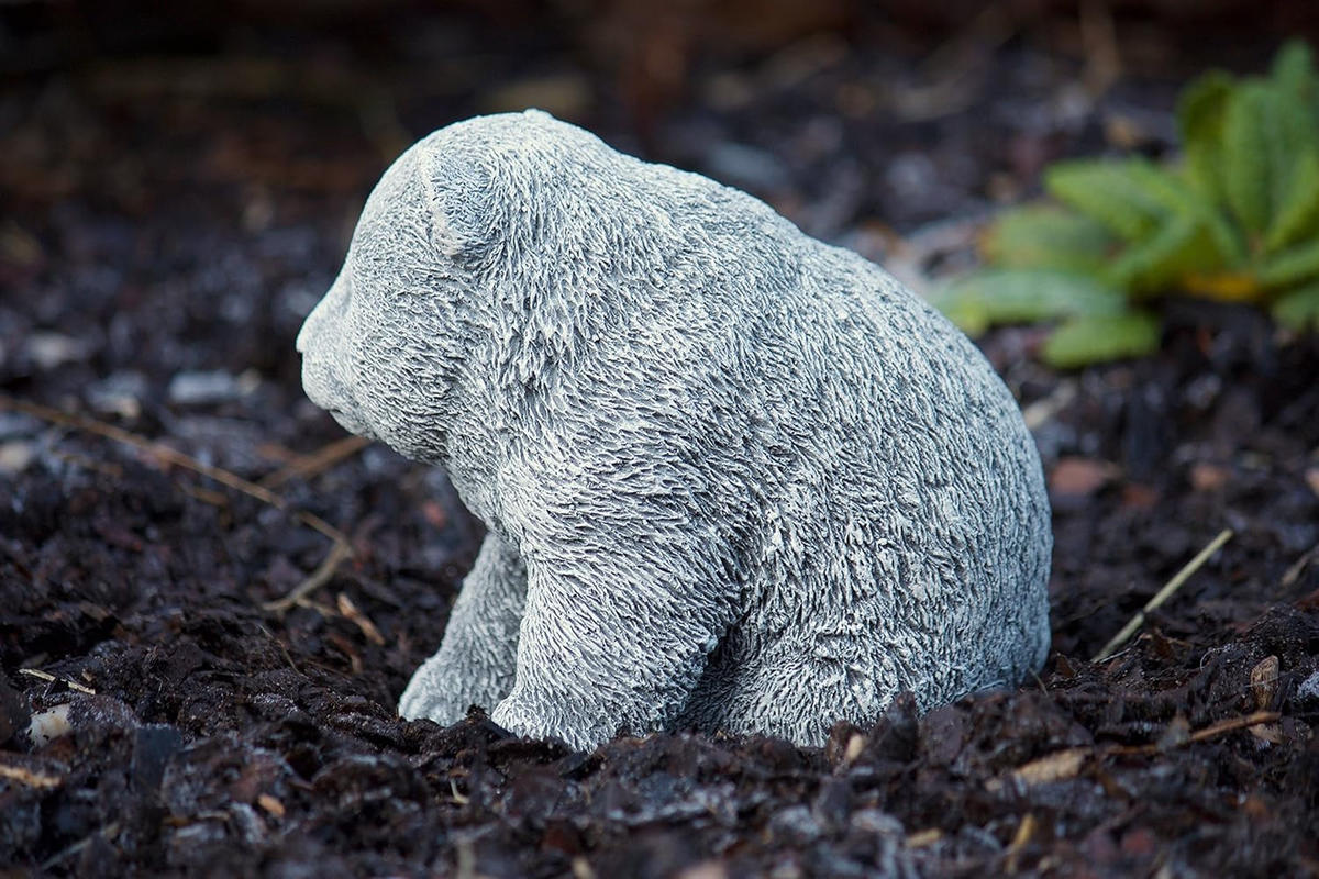 STEINFIGUR Kleiner Bär Bärchen Panda, Frostfest, massiver Steinguss - Grau, Stein (10/12/14cm) - stoneandstyle