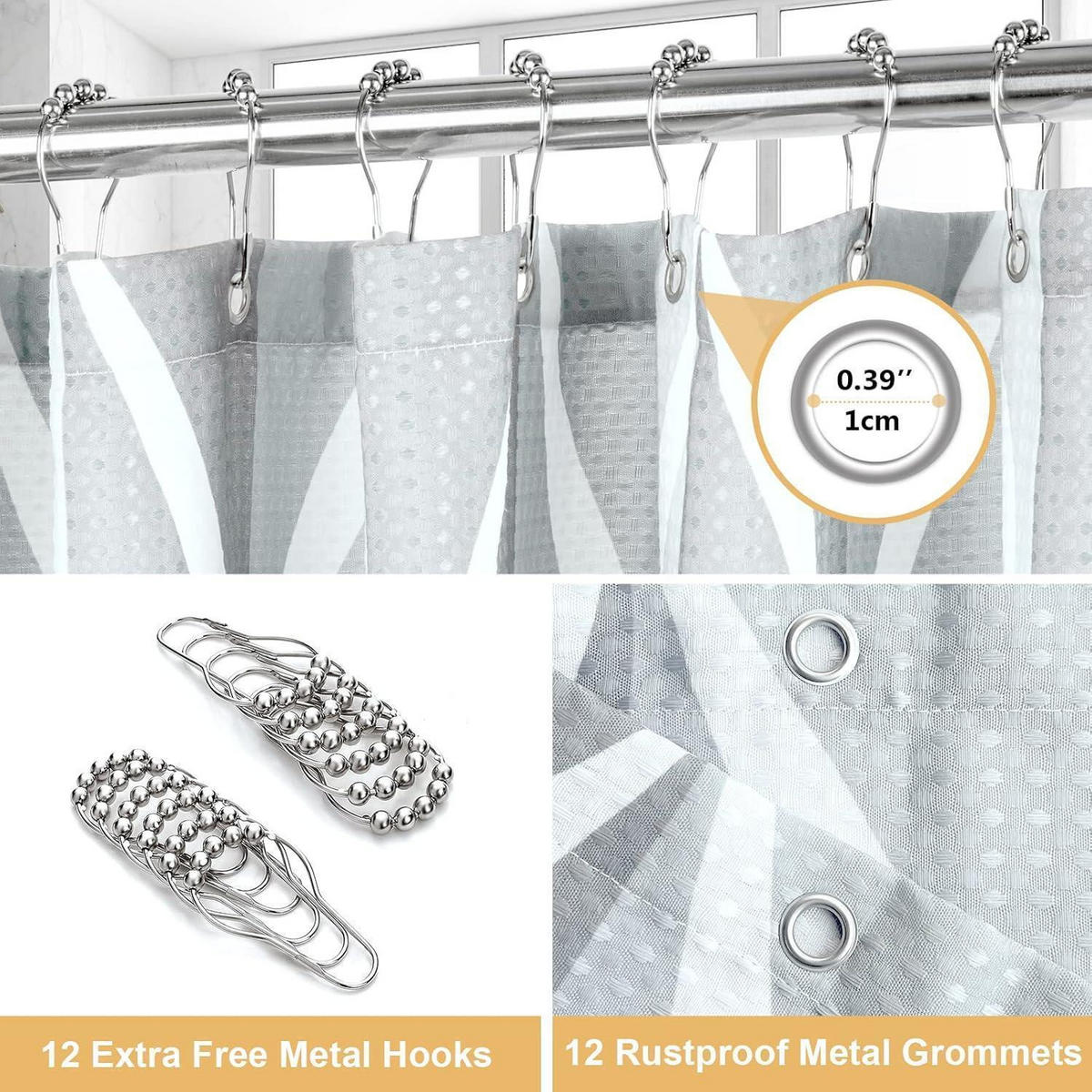 DUSCHVORHANG Stoff Grau 182 x 182 cm - Grau, Textil (182/182cm)