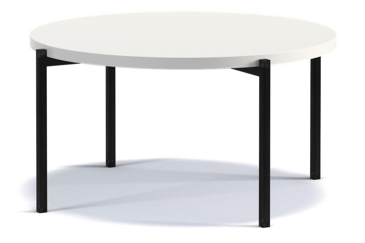 COUCHTISCH GERIS mit Metallfüßen, Spanplatte, weiß - Weiß Hochglanz/Schwarz, Holz/Metall (85/85/43cm) - KONSIMO®
