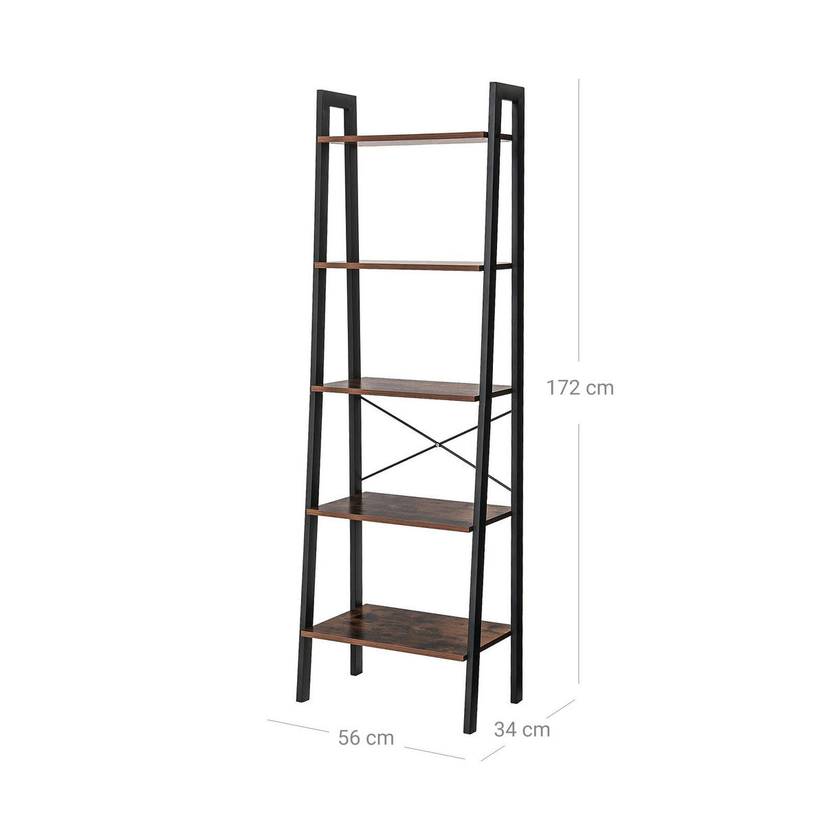 LEITERREGAL STANDREGAL - Braun, Holzwerkstoff (172/34/56cm) - Hansiro