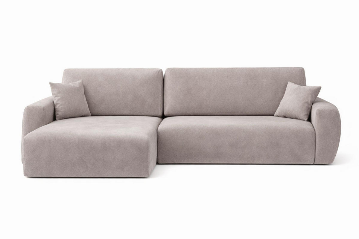 ECKSOFA Mit Schlaffunktion Ariel L, Velours, Stoff Salvador, Grau, Links - Grau, Holz (250/142cm) - Kaiser Möbel