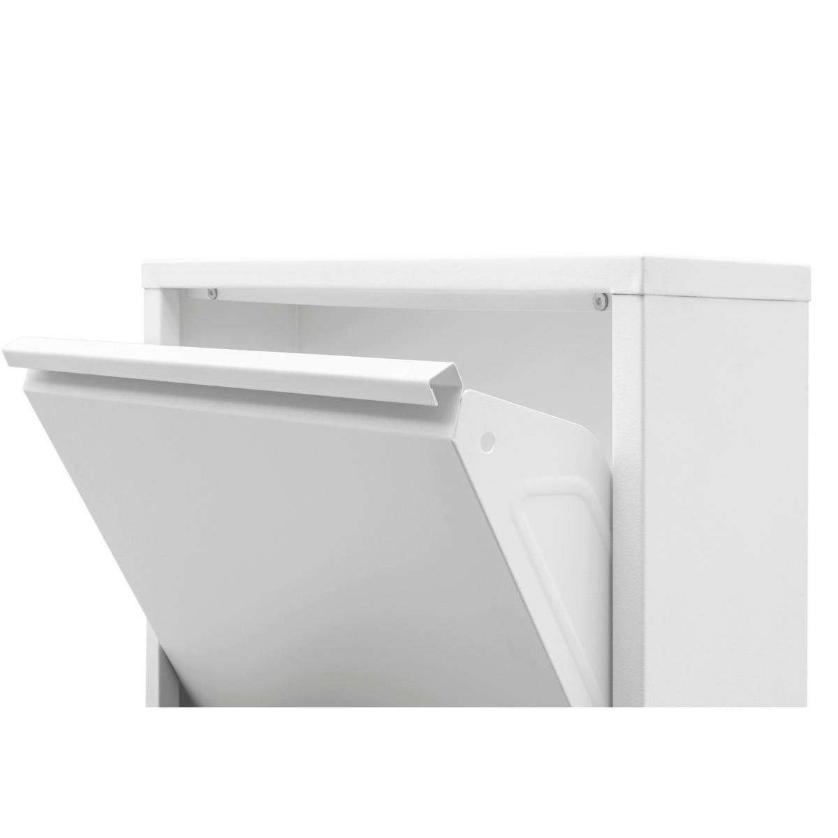 SCHUHSCHRANK schmal Metall mit Magnet 2 Klappen Weiß - Weiß, Metall (50/70/15cm) - Gowoll