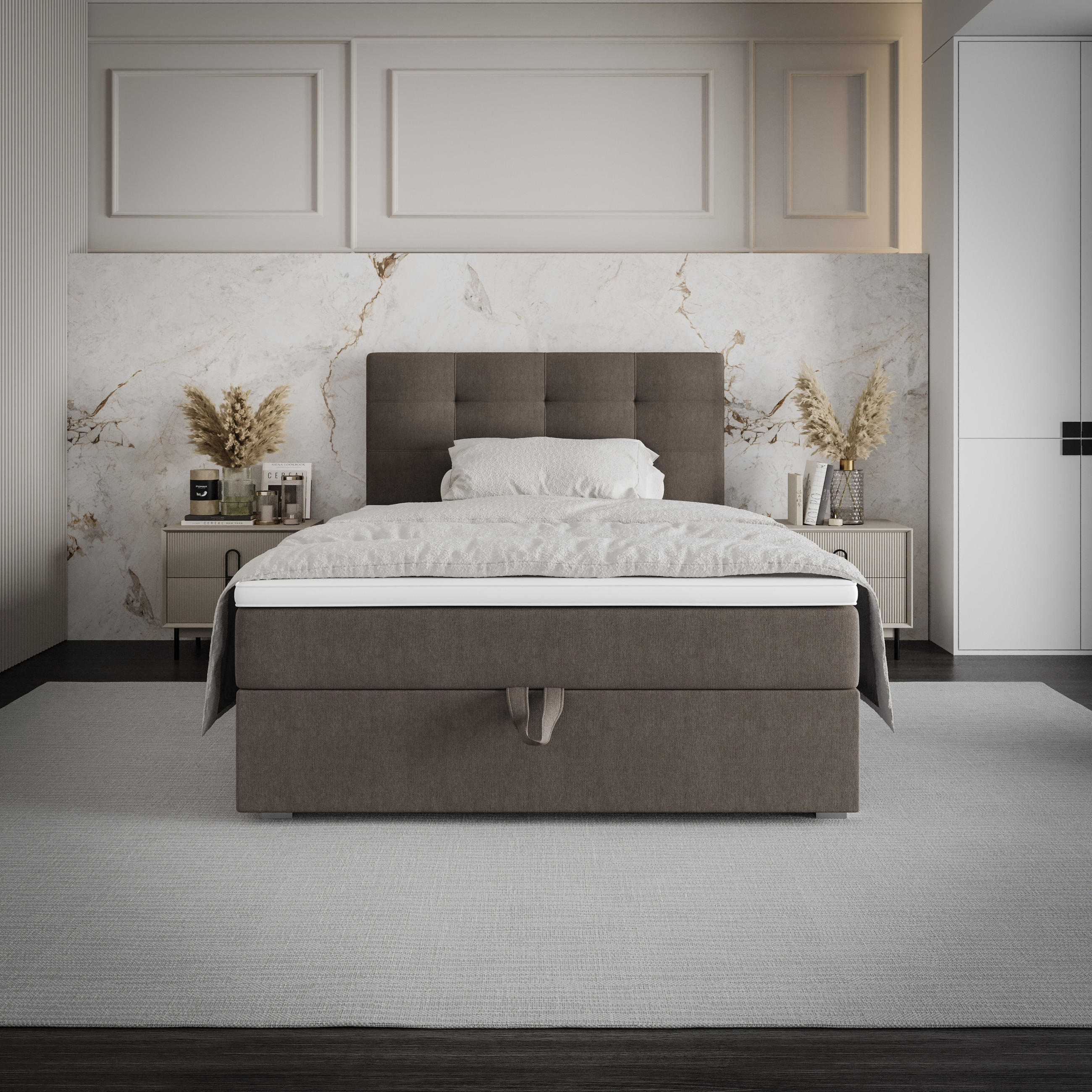 BOXBETT FADO 2 90x200, mit Matratze H3 und Topper, Cosmic 03 - Braun, Holz/Kunststoff (90/200cm) - Bedante