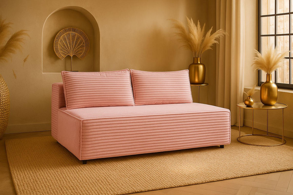 SCHLAFSOFA mit Bettkasten DUO, Stoff Velo, Rosa - Rosa, Holz (198/89/90cm) - Kaiser Möbel