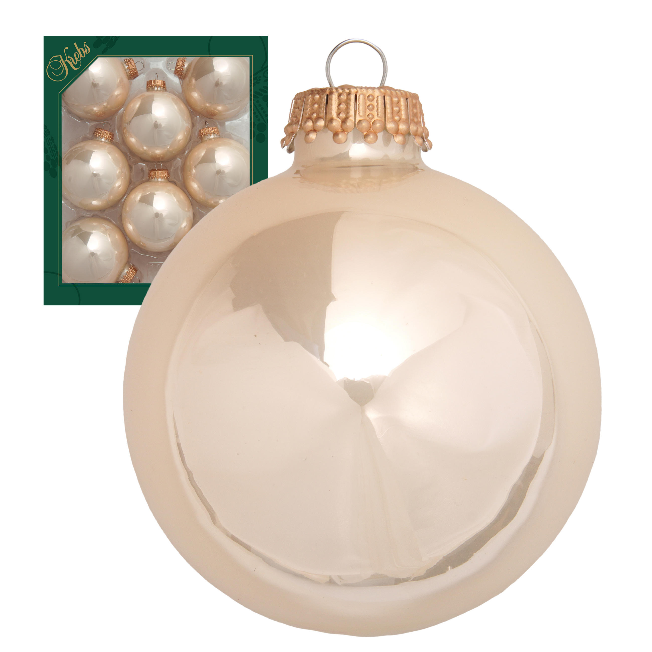 CHRISTBAUMKUGELN Uni-Design Aurelia Beige 7cm (Glas / 8 Stk.) - Beige, Glas (7/7/7cm) - Krebs Glas Lauscha