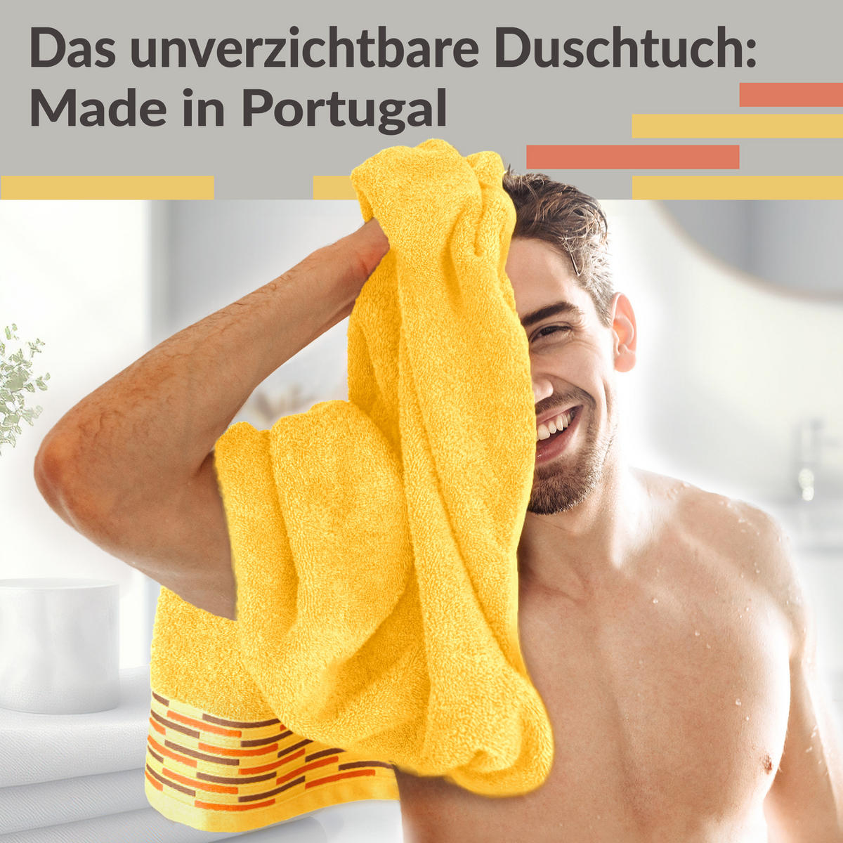 DUSCHTUCH Lugano Gelb 2er 70x140 cm - Gelb, Textil (70/140cm) - Lashuma