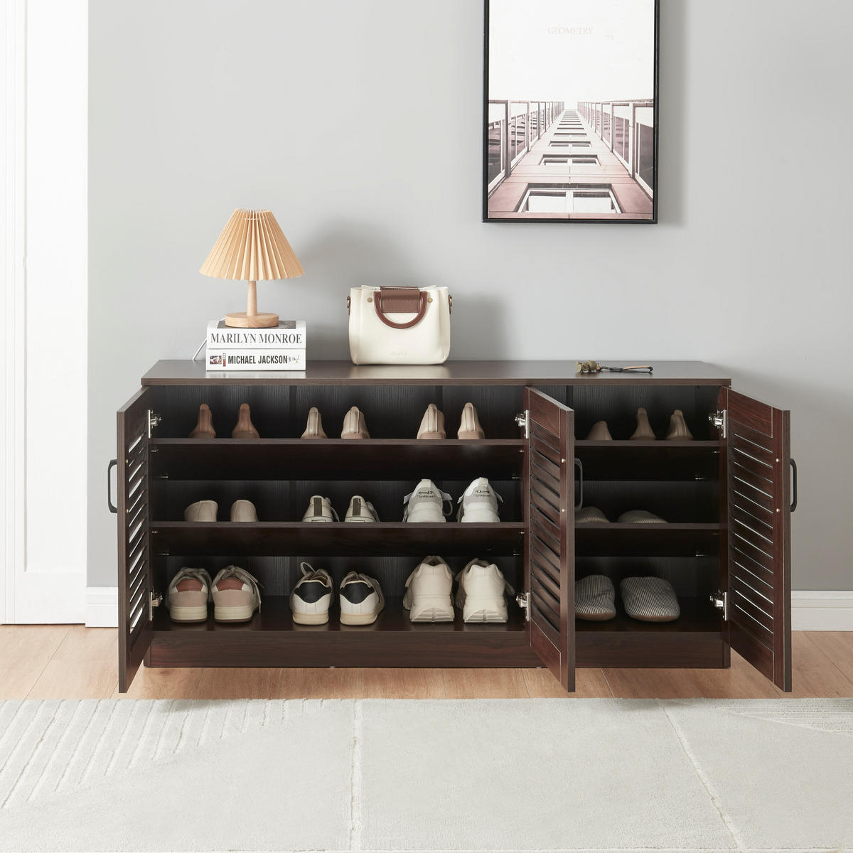 SCHUHSCHRANK Løten - Wengefarben, Holzwerkstoff (125/62/36cm) - [en.casa]