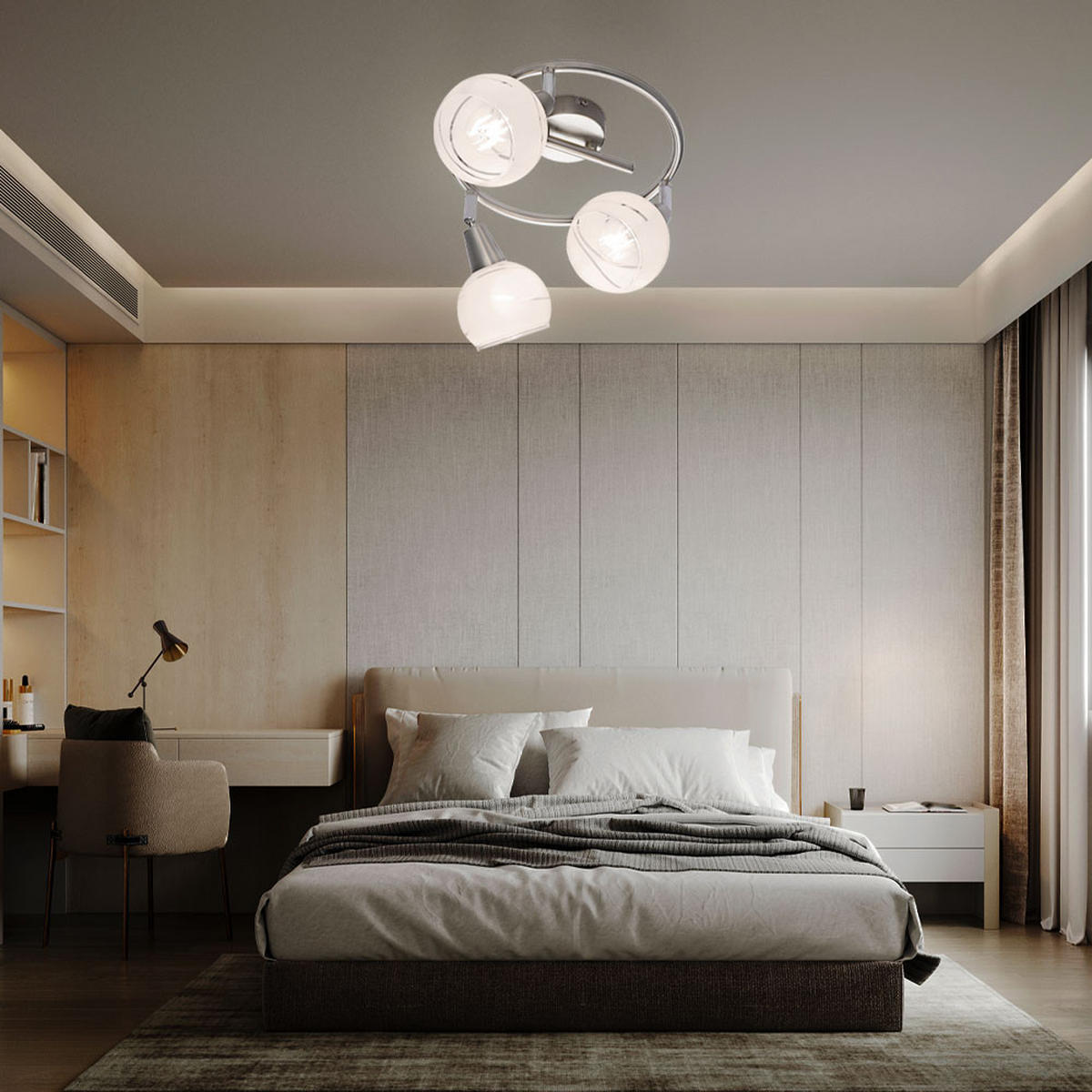 LED DECKENLEUCHTE Metall Chrom Silber - Silberfarben, Glas (25/25/21cm) - Globo Lighting