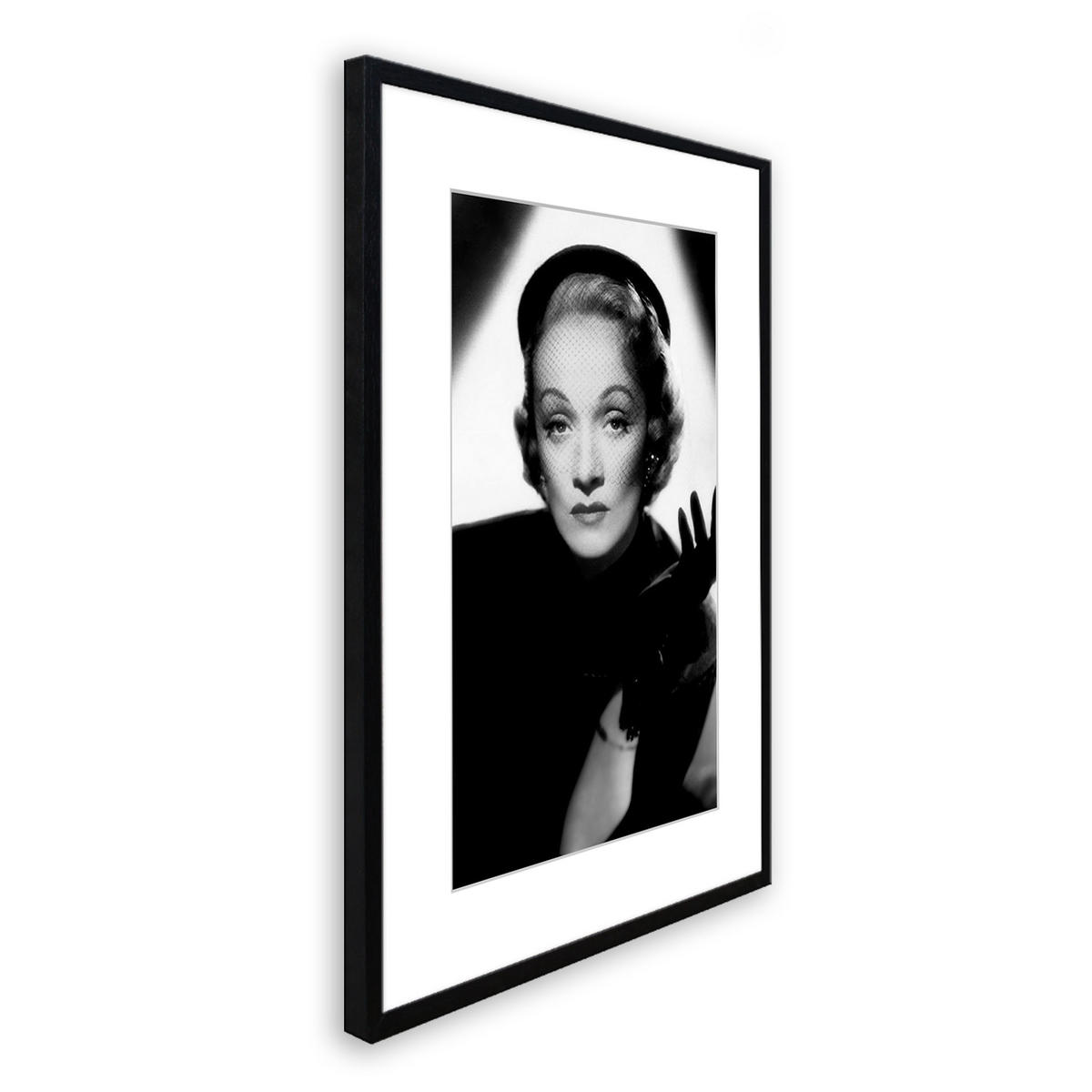 BILD mit Rahmen 51x71 cm Marlene Dietrich Schwarz-Weiß - Weiß, Holz (51/71cm) - artissimo