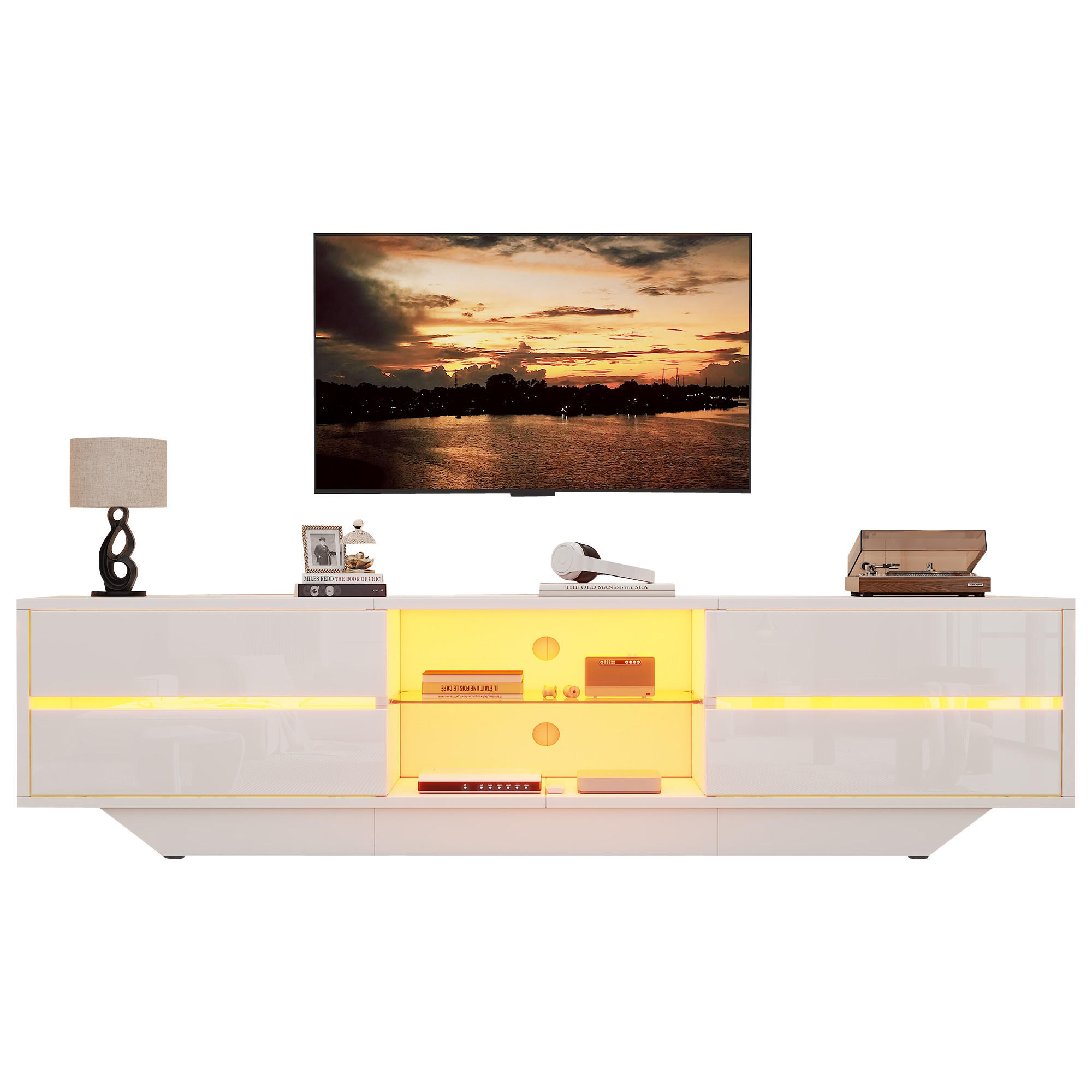Flieks Tv-Lowboard Weiß 160x44.5x35 cm