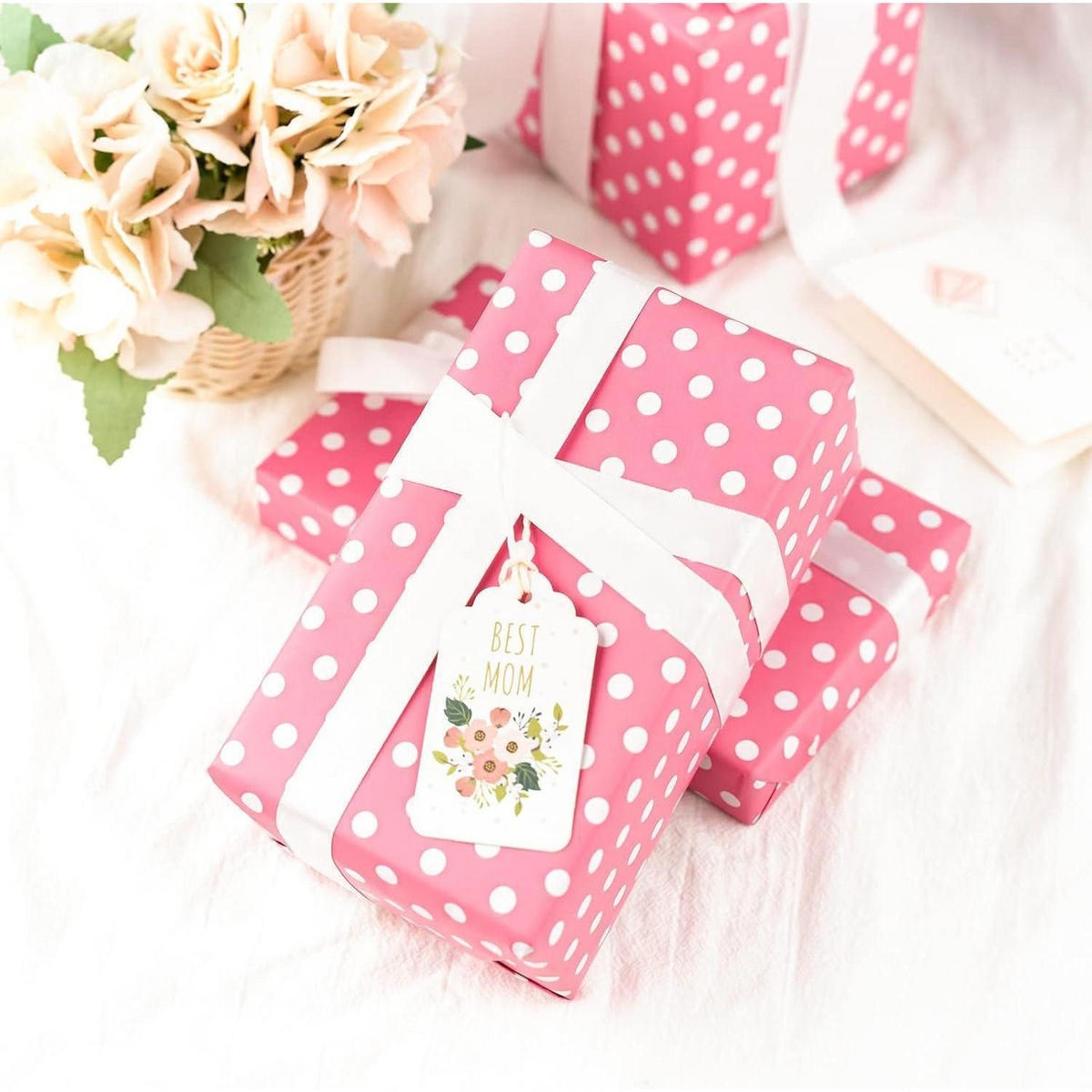 GESCHENKPAPIERROLLE Wendbar Rosa/Punkte 43,2 cm x 10 m - Rosa, Papier (43.2/43.2/43.2cm)