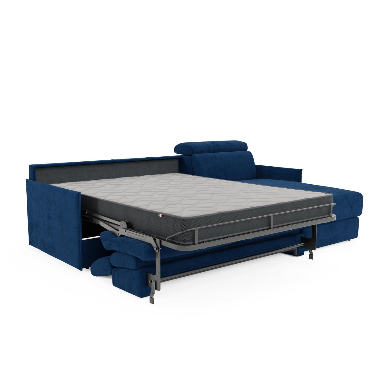 ECKSOFA Miryam - Blau, Metall (252/98cm) - Divani.store