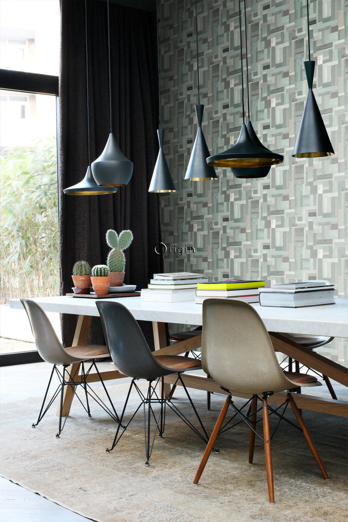 TAPETE Altholz-Motiv 53 cm x 10.05 m - Türkis, Papier (53/1000cm) - Origin Wallcoverings