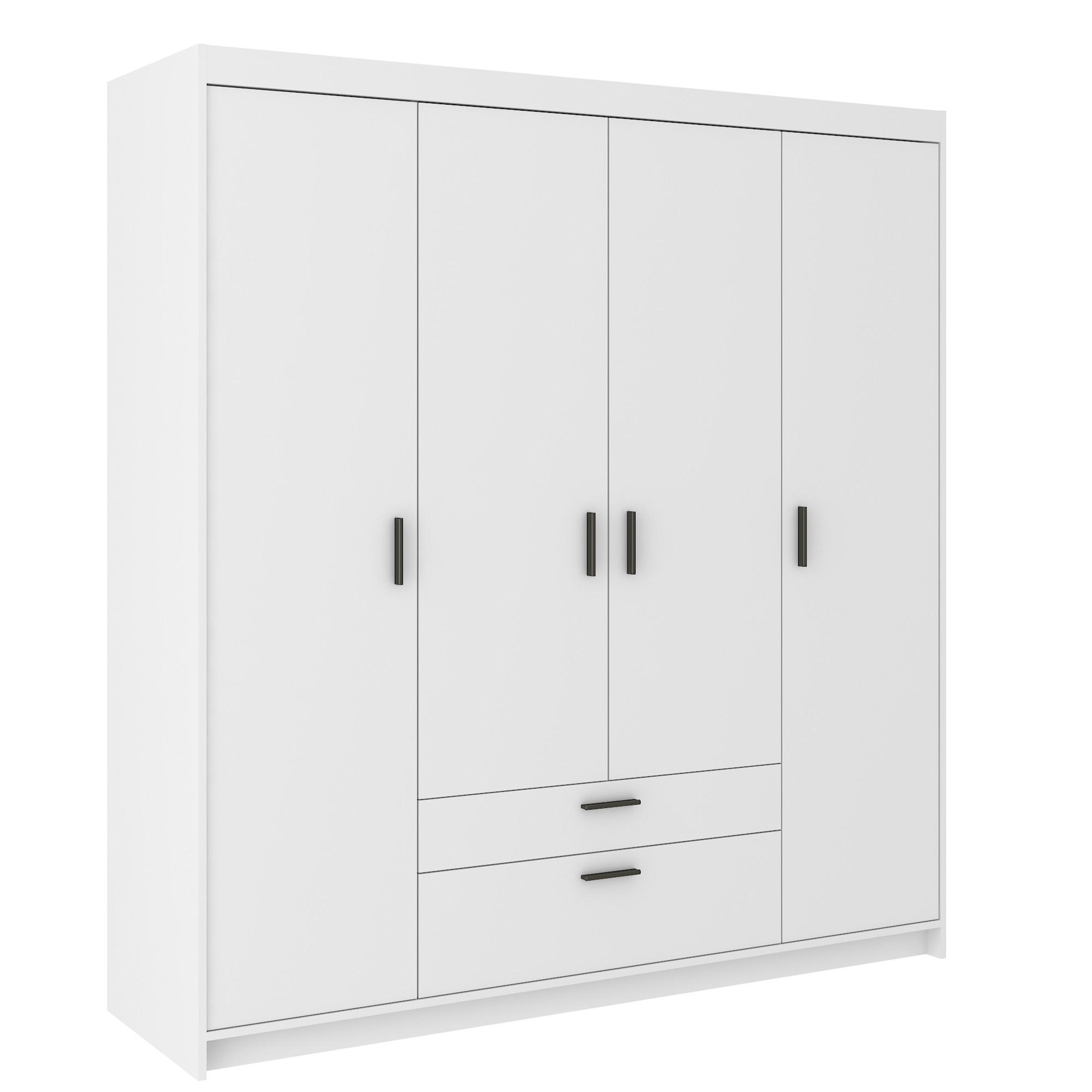 DREHTÜRENSCHRANK ELENORA 176,3/190,5/53cm 4-türig Weiß - Weiß, Holzwerkstoff (176.3/190.5/53cm) - MASSENO