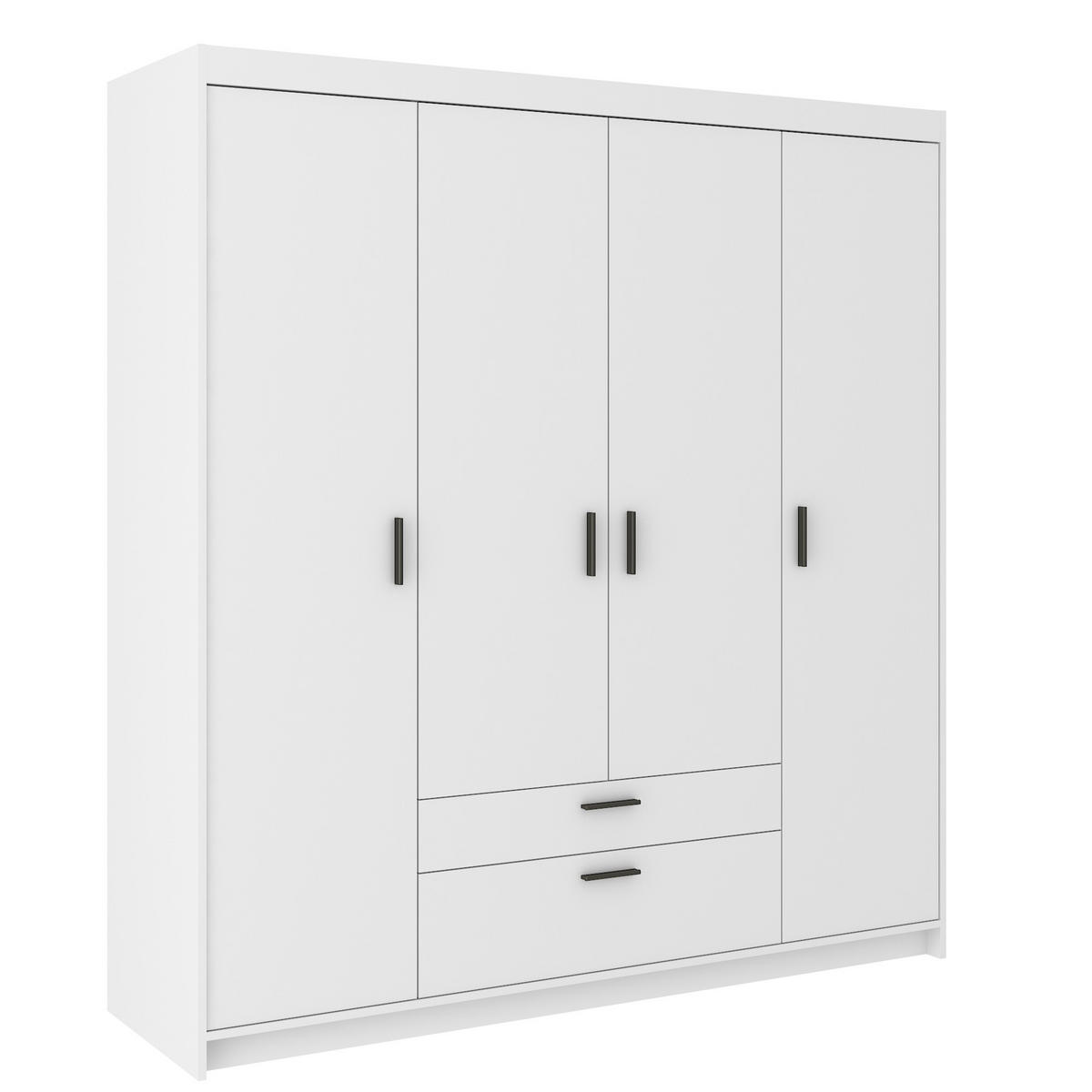 DREHTÜRENSCHRANK ELENORA 176,3/190,5/53cm 4-türig Weiß - Weiß, Holzwerkstoff (176.3/190.5/53cm) - MASSENO