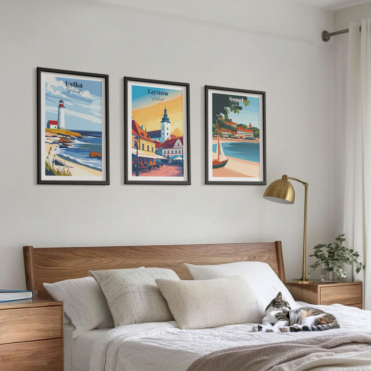WANDBILDER 3er-Set - 40x60 cm Schwarzer Rahmen - Stadtansichten Ustka Tarnów Sopot - Schwarz, Kunststoff (40/60cm) - ArtPrintCave