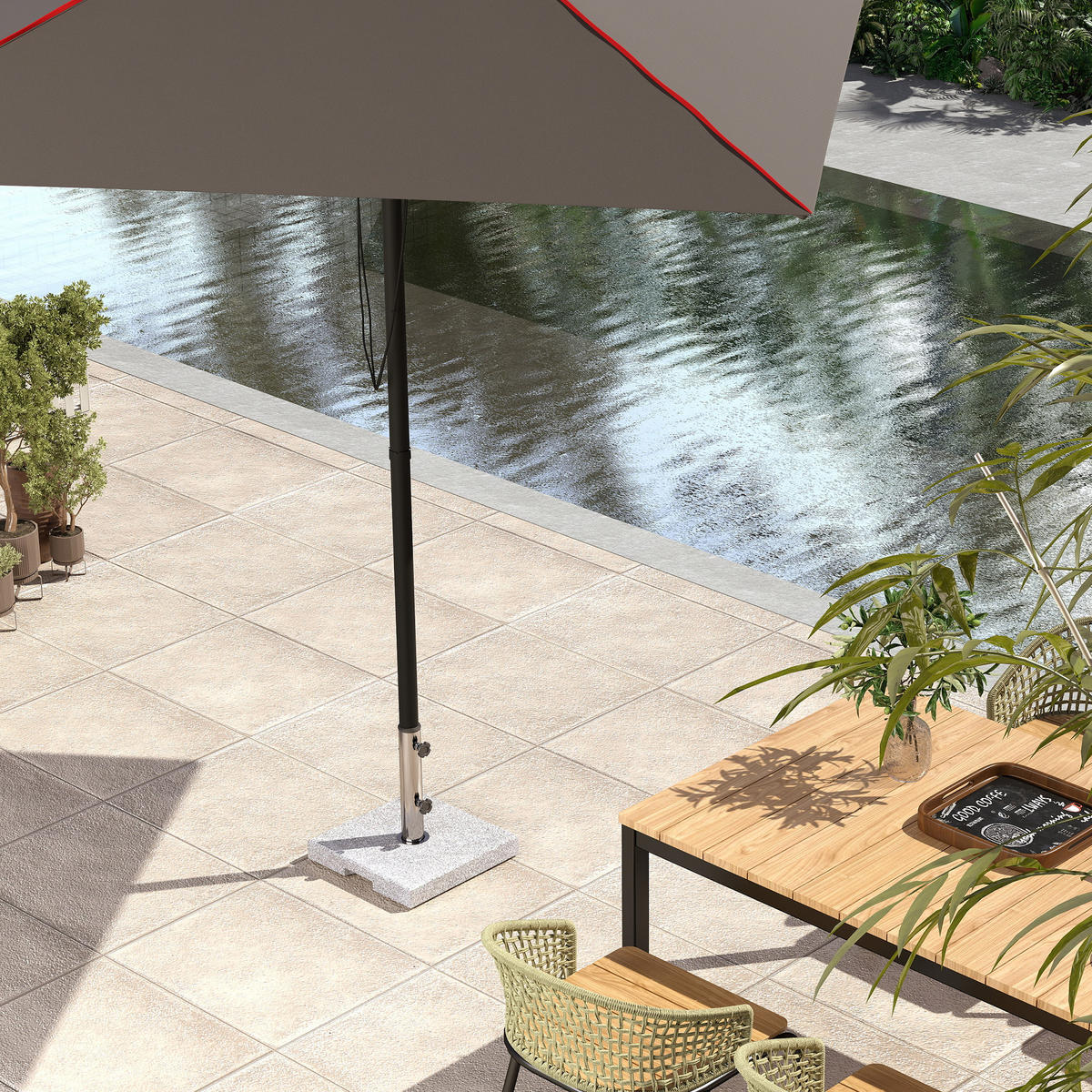 SONNENSCHIRMSTÄNDER aus Granit 21kg - Grau, Stein (38/38cm) - Outsunny