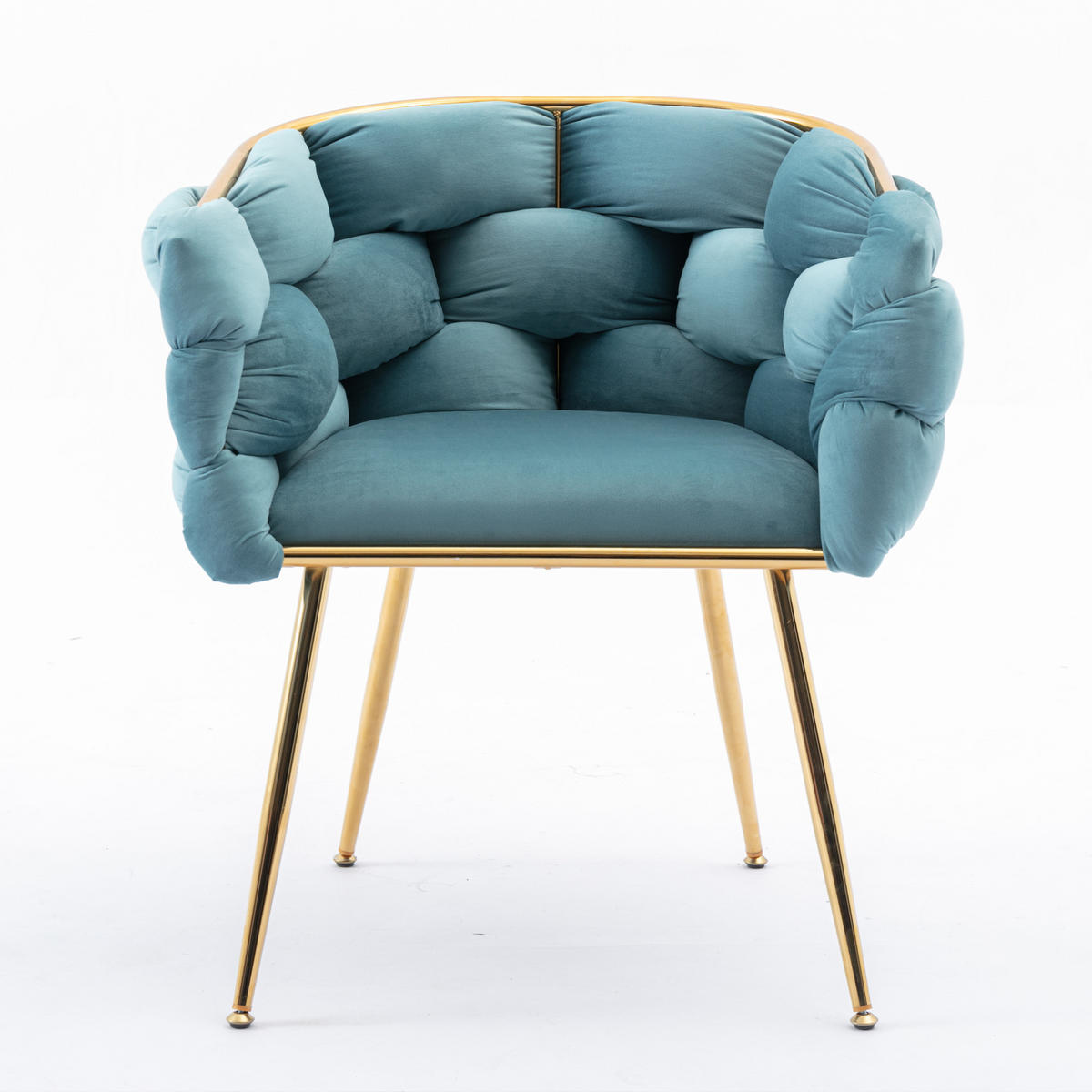 SESSEL Samt Blau mit Metallgestell für Schlafzimmer, Wohnzimmer, Esszimmer - Blau, Textil/Metall (73/75/56cm) - WISHDOR