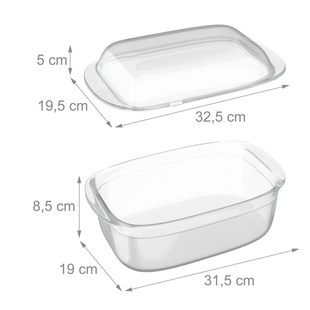 AUFLAUFFORM - Transparent, Glas (19.5/32.5/13cm) - Relaxdays