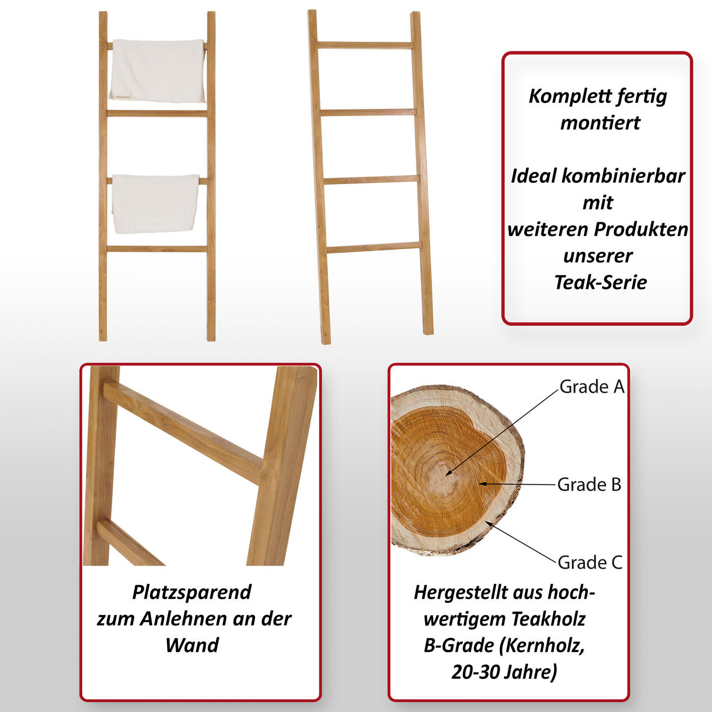 TEAK-HANDTUCHHALTER Braun - Braun, Holz (57/161/5cm) - MCW