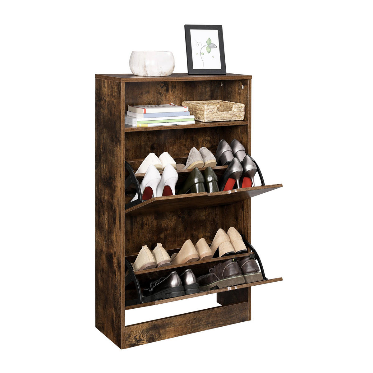SCHUHSCHRANK - Braun, Holzwerkstoff (24/102/60cm) - Hansiro