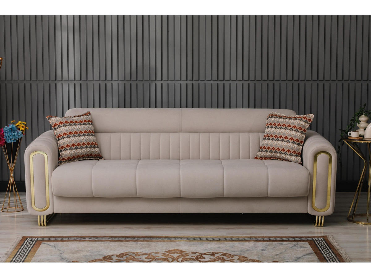 SITZGARNITUR Lima, Beige Stellvariante 3+3+1 - Beige, Holzwerkstoff/Metall (243/85/95cm)