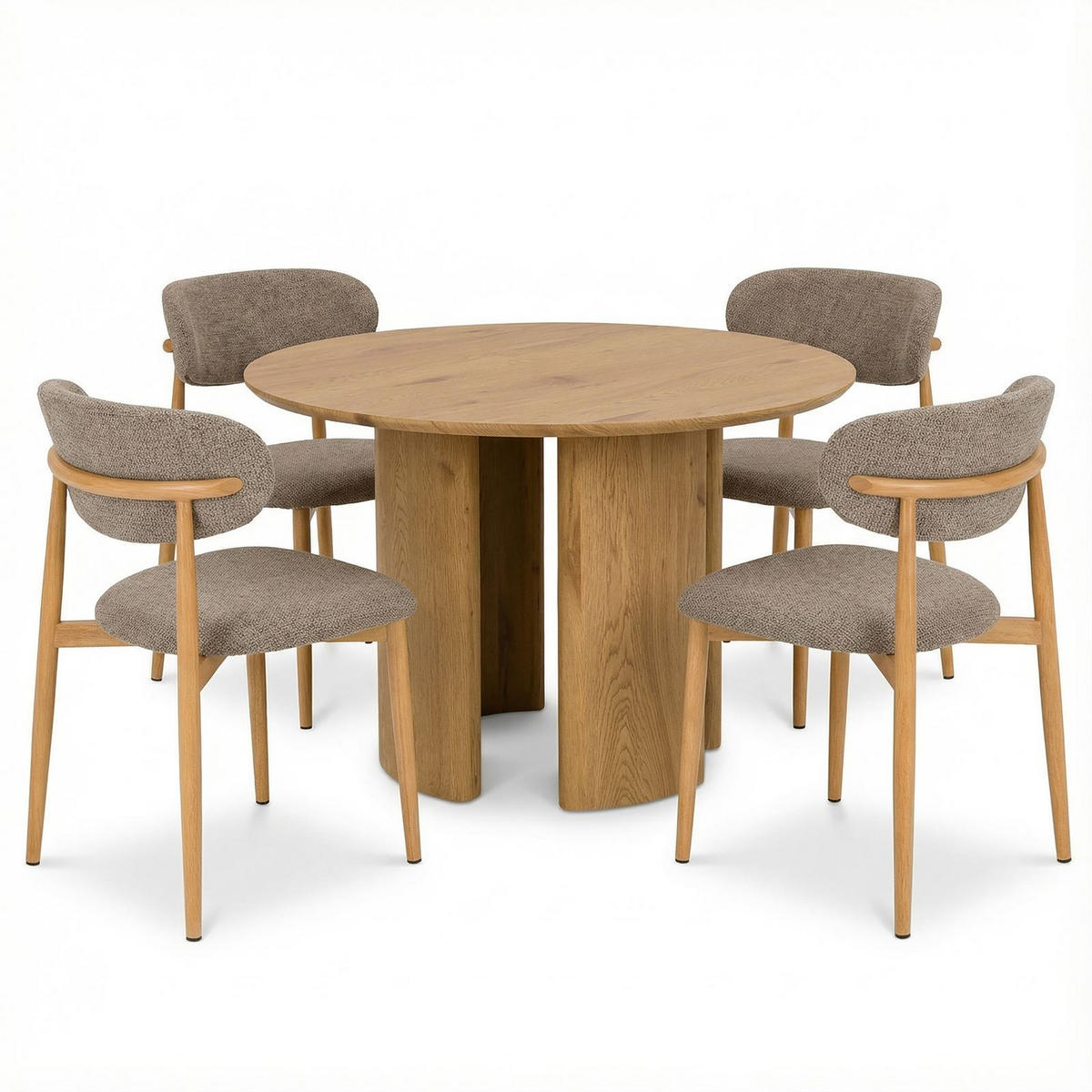 ESSGRUPPE ARVIKA ARIEL 5er Set beige, Eiche - Beige, Holzwerkstoff - IDIMEX
