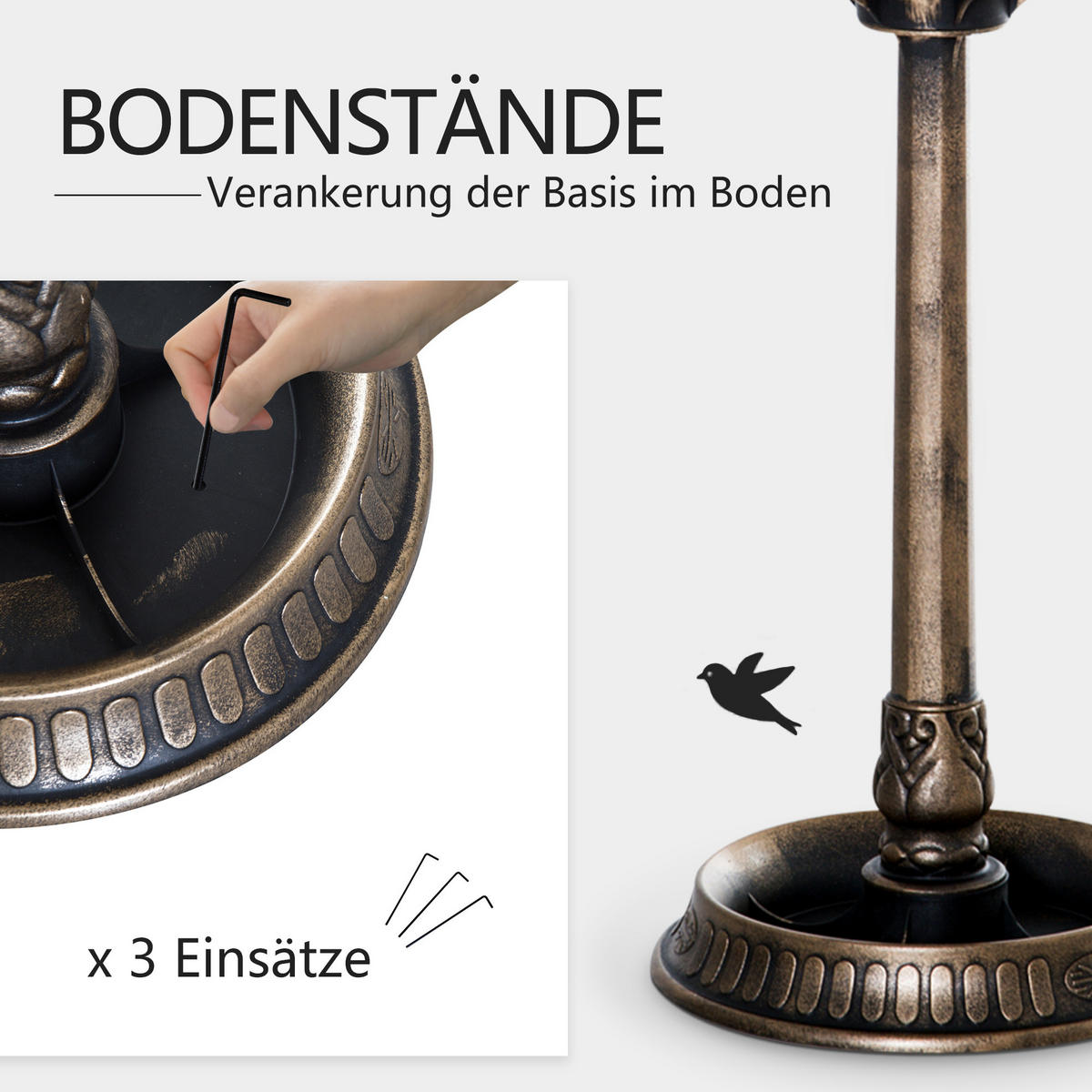 VOGELTRÄNKE, Kunststoff, Gold - Goldfarben, Kunststoff (50/113/50cm) - Outsunny