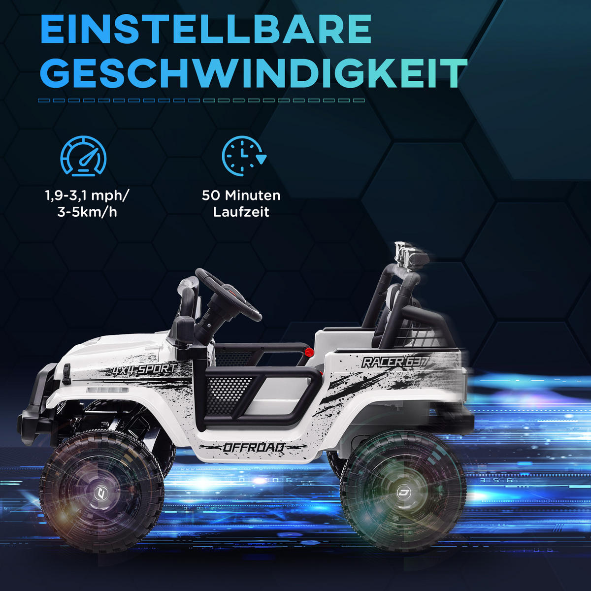 KINDER Elektroauto - Weiß, Metall (109/67/68.5cm) - AIYAPLAY
