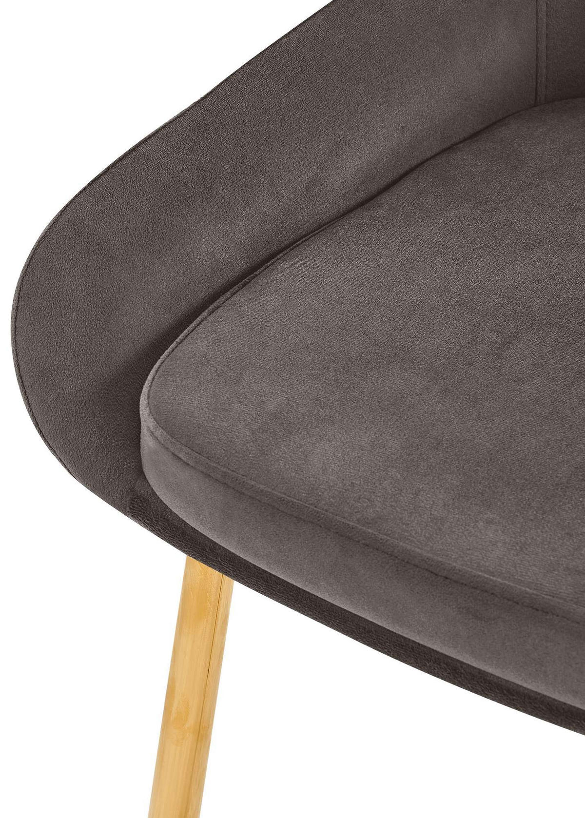 STUHL Samt Anthrazit - Anthrazit/Goldfarben, Textil (50/86/53cm) - CLP