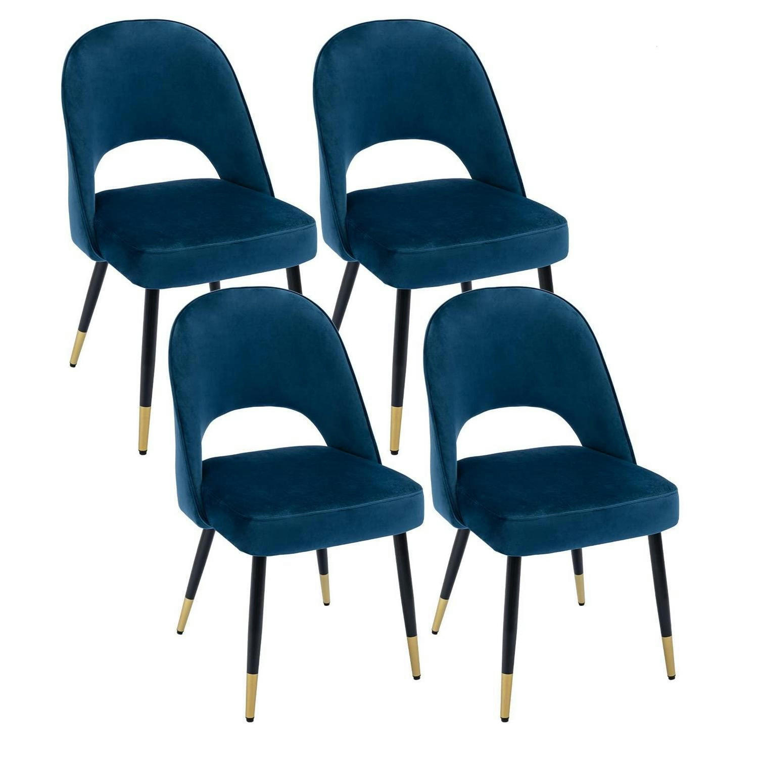 ESSZIMMERSTUHL 4er Set Samt Blau - Blau, Textil (50/86/58cm)