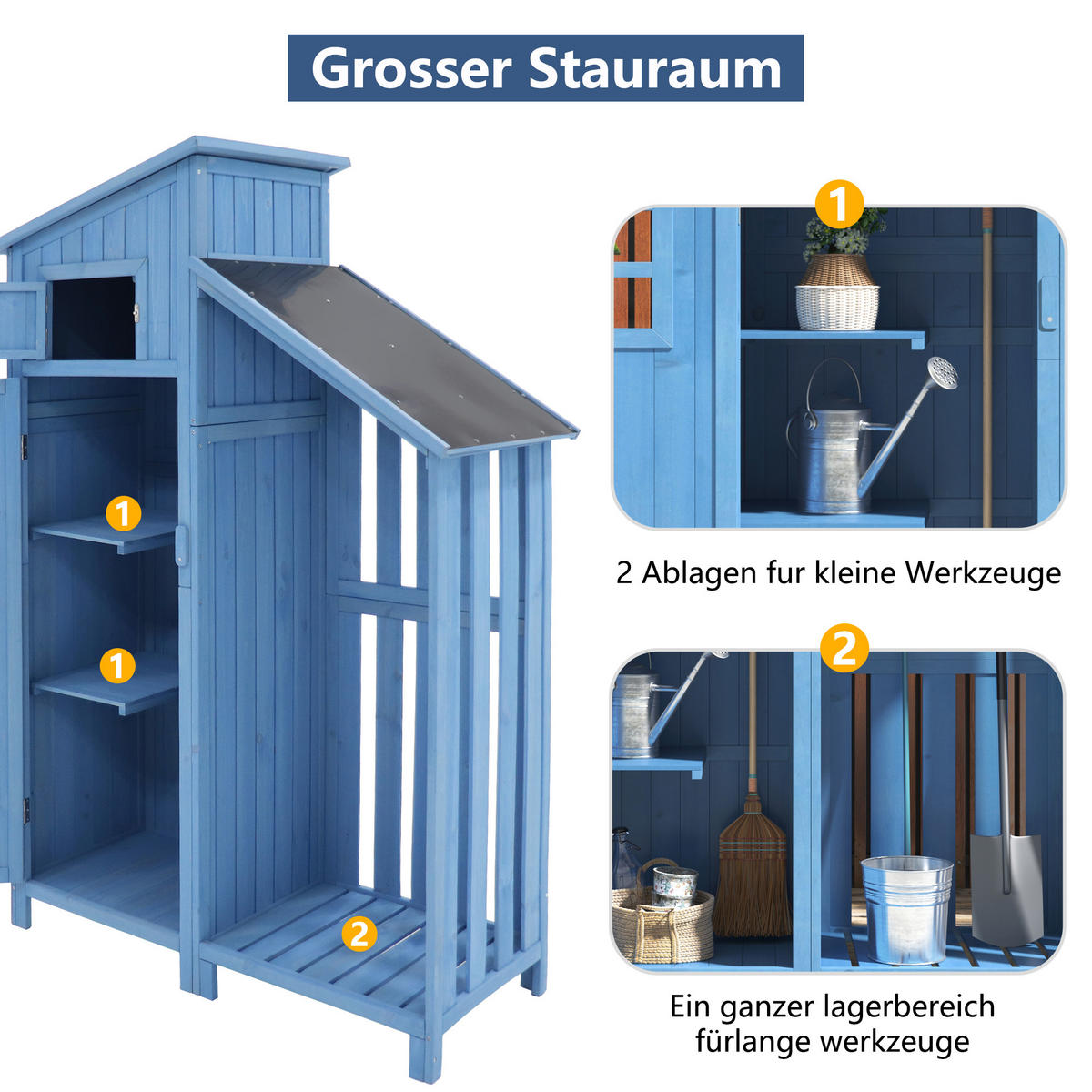 GERÄTEHAUS 124x46x174cm Blau Für Kleine Gärten - Blau, Holzwerkstoff (46/174/124cm) - FLIEKS