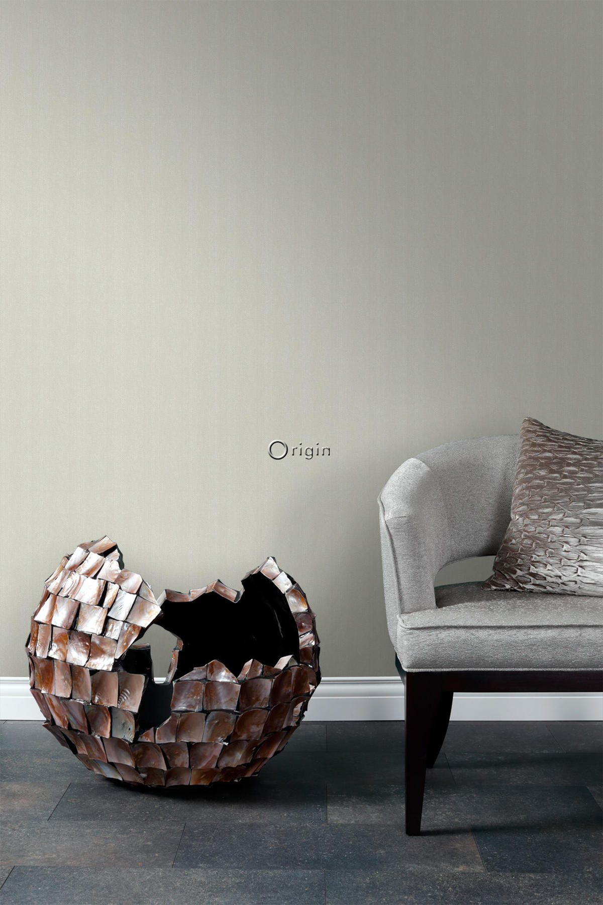 TAPETE Fischgrätmuster 53 cm x 10.05 m - Grün, Papier (53/1000cm) - Origin Wallcoverings