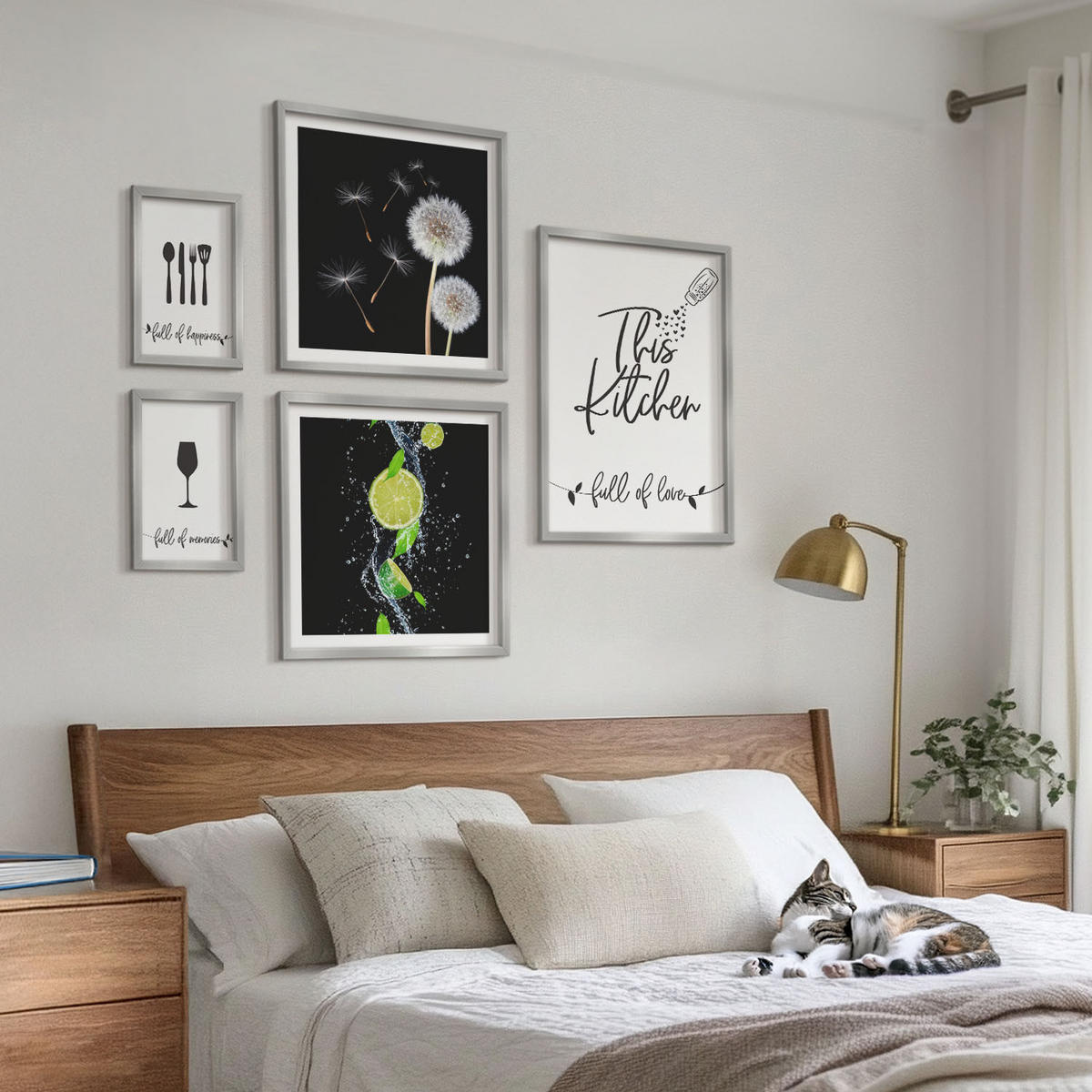 WANDBILDER 5er Set - 50x50 cm & 20x30 cm & 40x60 cm Silberner Rahmen - Blumenposter Paris London - Silberfarben, Kunststoff (40/60cm) - ArtPrintCave