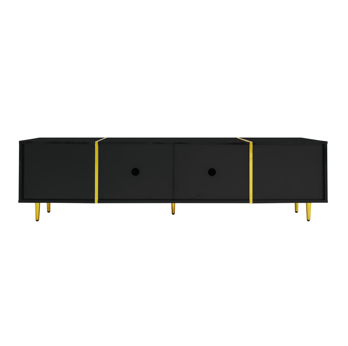TV-LOWBOARD 170/35/46 cm in Schwarz Hochglanz mit 4 Türen - Schwarz, Holzwerkstoff (170/46/35cm) - Flora Grace