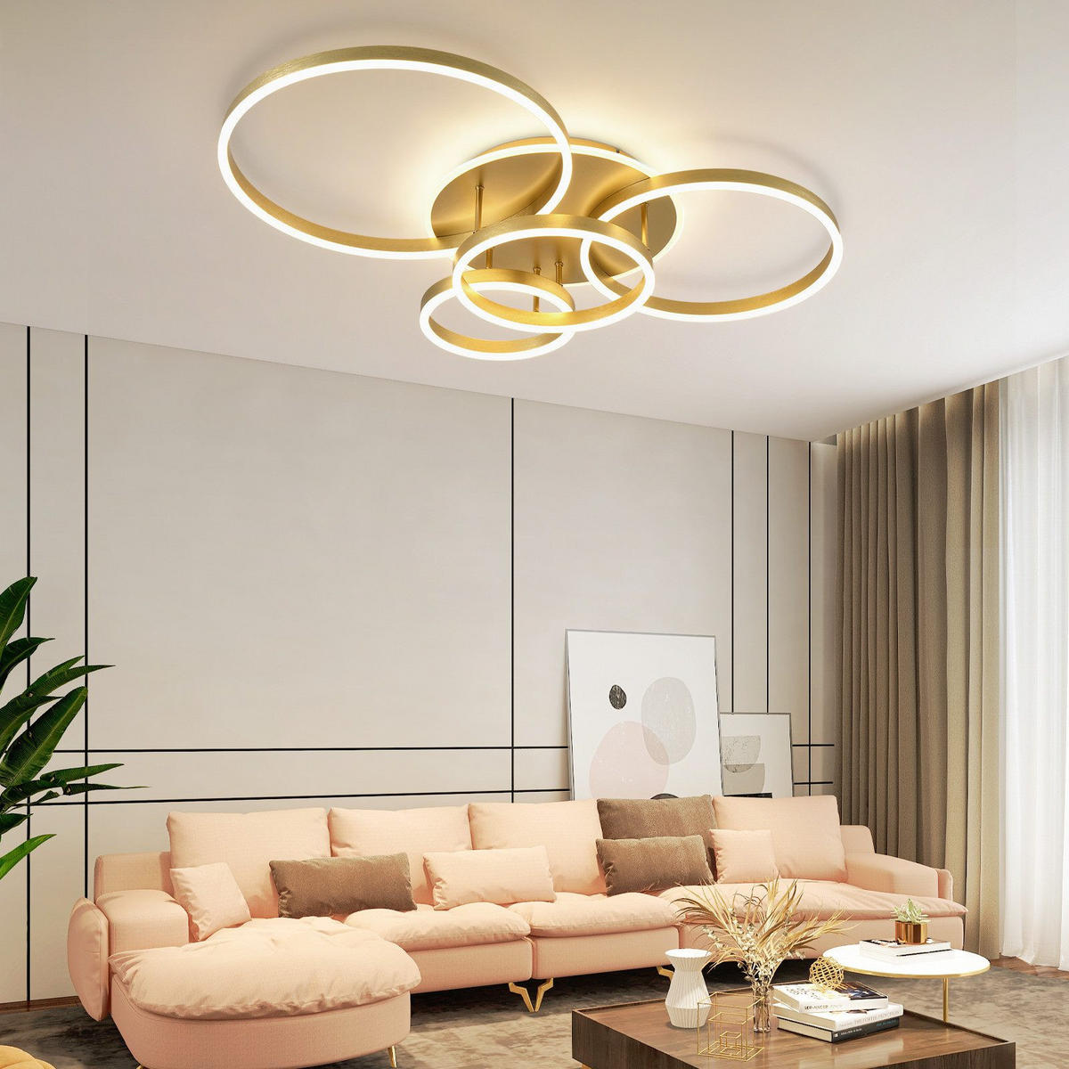 LED-DECKENLEUCHTE Madden 98/65/12cm - Goldfarben, Metall (65/98/12cm) - Nettlife