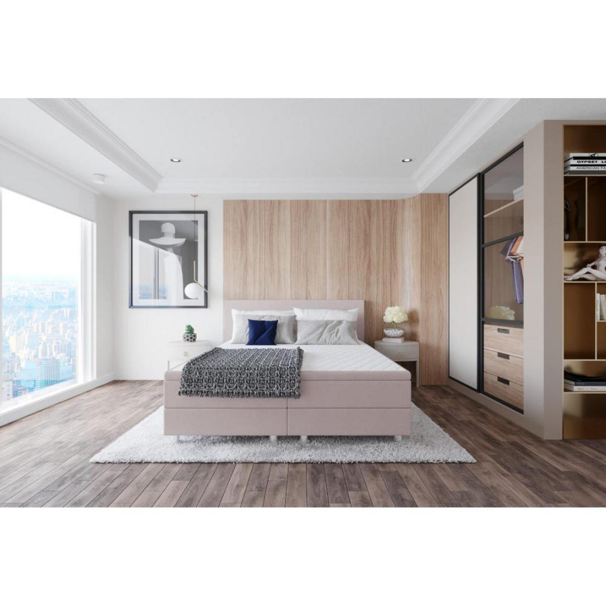 BOXBETT, Polsterbett Sawana mit Bonellfederkern-Matratze und Topper Schlafzimmer - Altrosa, Holz/Holzwerkstoff (160/200cm) - Best For Home
