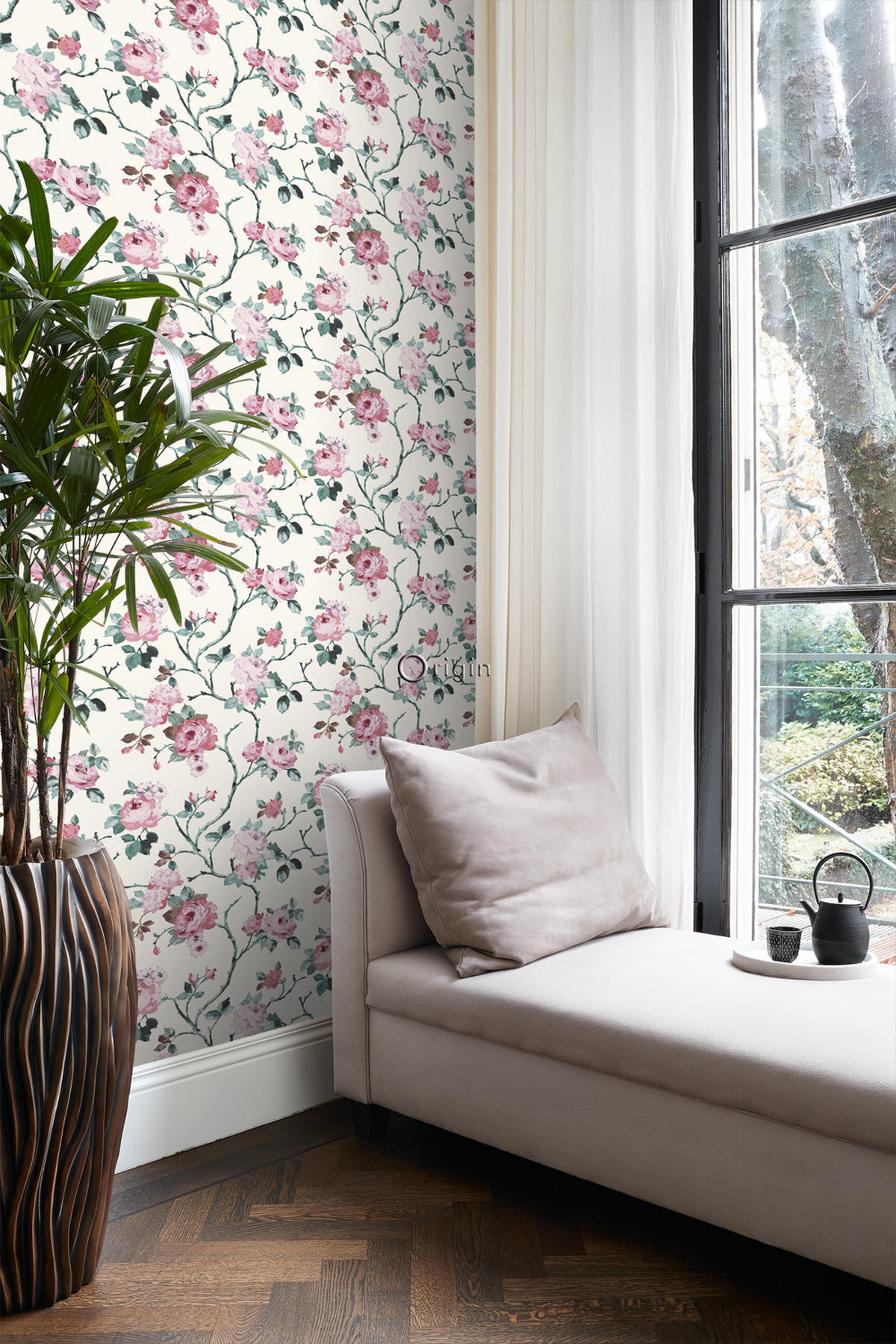 TAPETE Blumen 53 cm x 10.05 m - Pink, Papier (53/1000cm) - Origin Wallcoverings