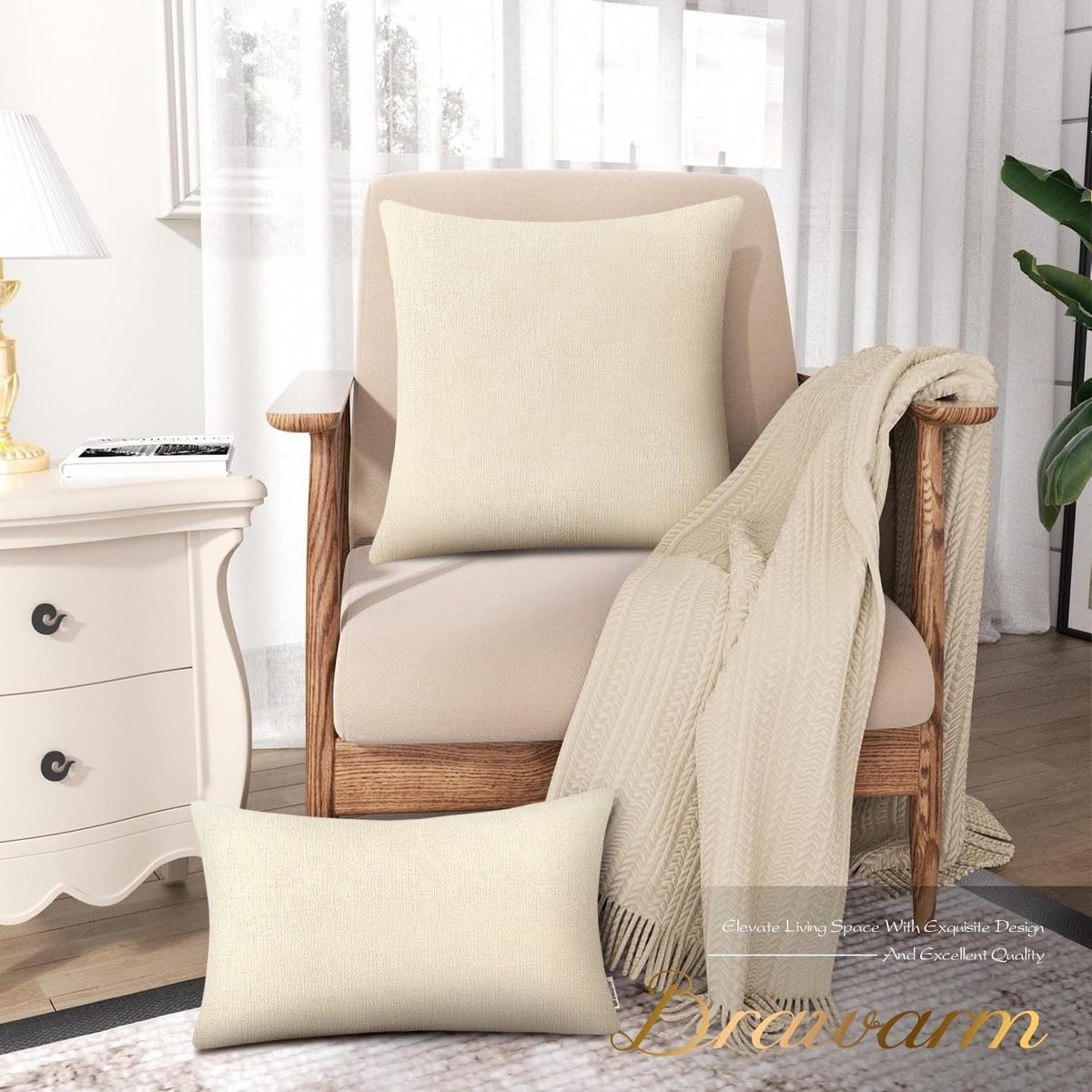 KISSENBEZUG – ohne Füllung – beige – 30 x 50 cm – 4 Stück - Weiß, Textil (50/30cm)