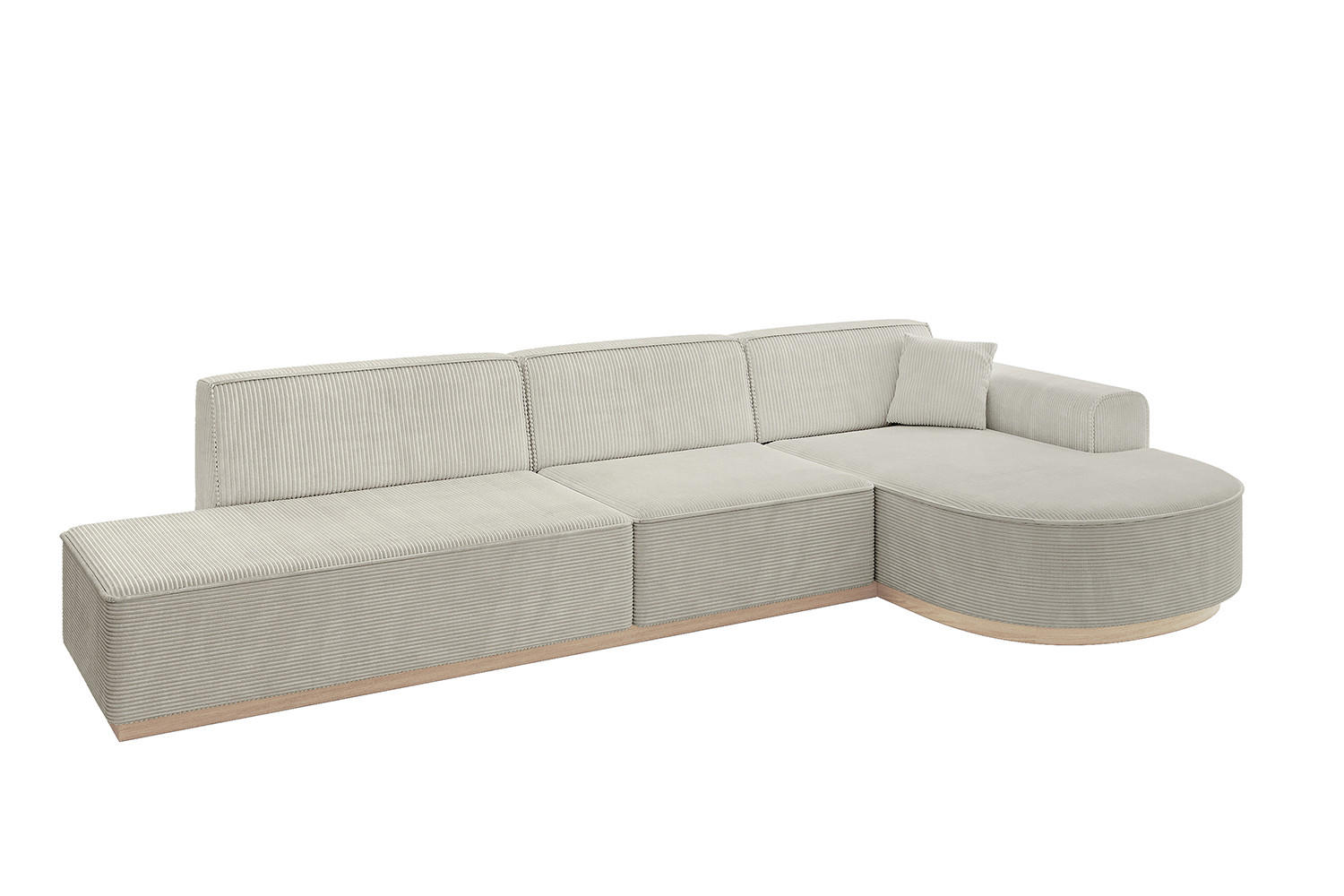 ECKSOFA Ottomane Rechts ARRIO-L2 - 328x171x83 cm Creme - Hellgrau/Creme, Holzwerkstoff/Textil (328/171cm) - ALTDECOR