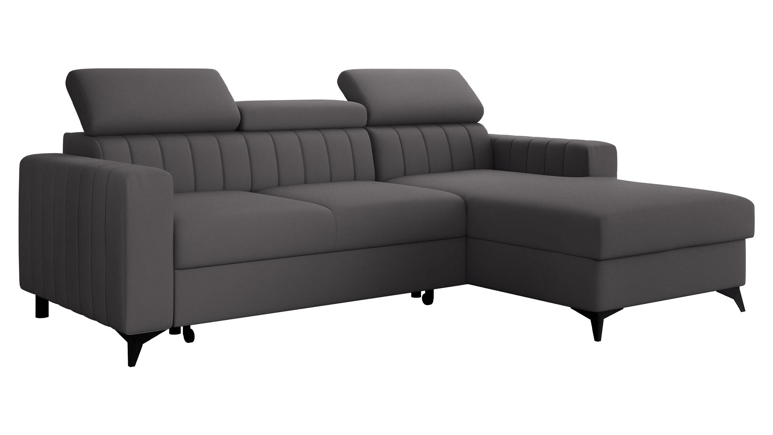 COLTAR Milano, Dreapta 2R+LC - negru/gri, material textil/lemn (172/236cm) - MIRJAN24