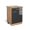 KÜCHENUNTERSCHRANK R-Line Anthrazit Hochglanz 60 cm mit Schublade AP Eiche - Anthrazit/Eiche Wotan, Holzwerkstoff (60/81.6/60cm) - Vicco