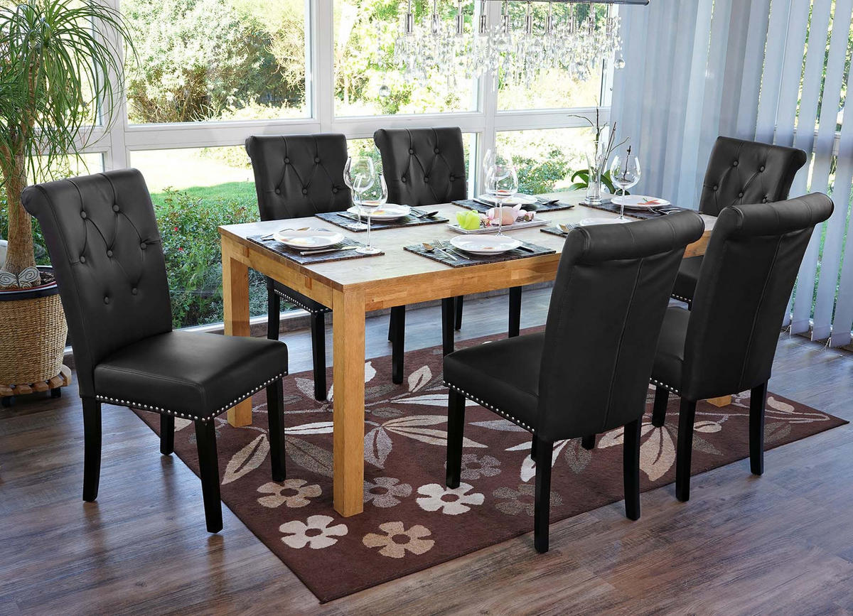 ESSZIMMERSTUHL FIELD Schwarz, Dunkelbraun 6er-Set - Dunkelbraun/Schwarz, Textil (47/98/62cm) - MCW