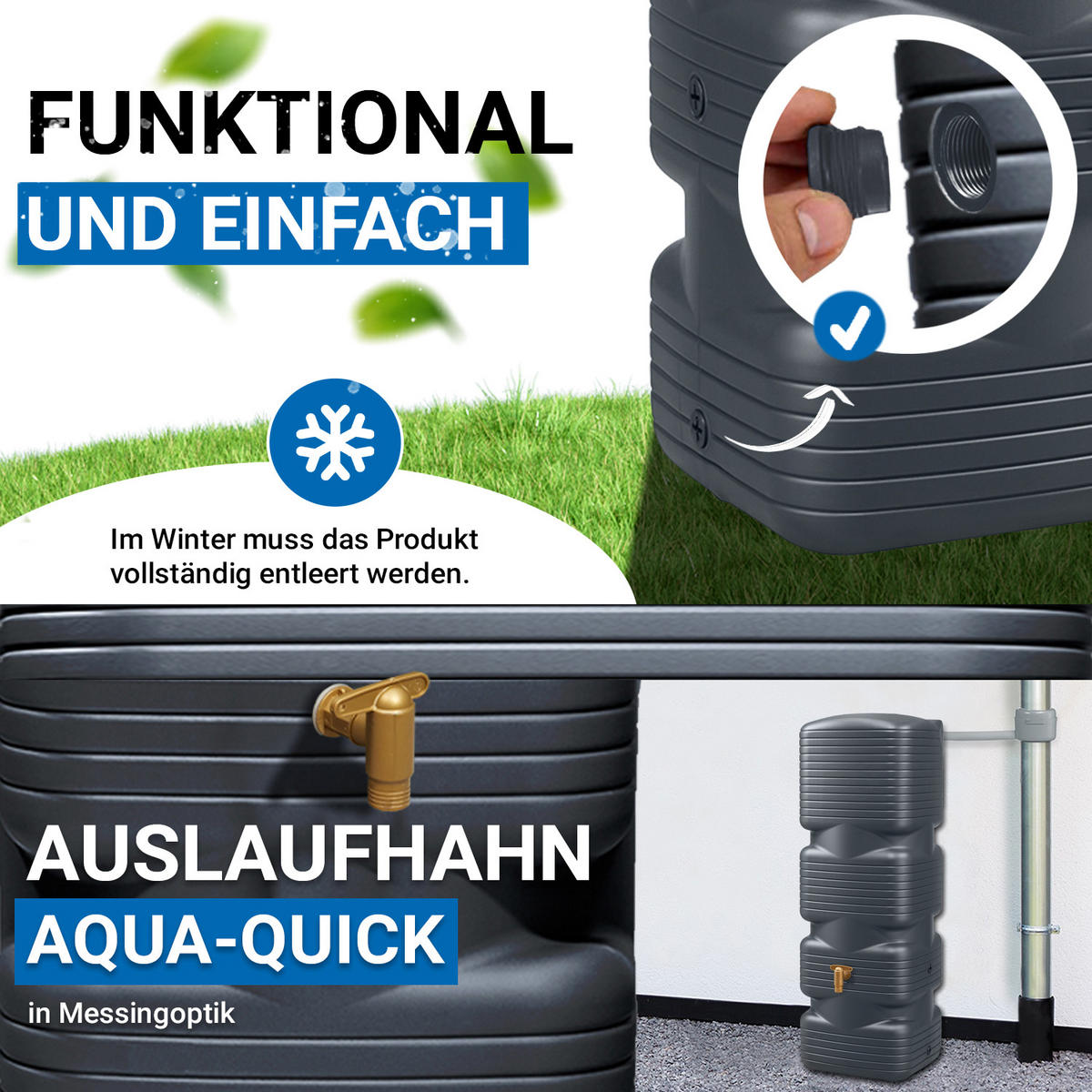WANDTANK Komplett-Set 170 L, graphite grey inkl. & Füllautomat - Grau, Kunststoff (42/118/40cm) - 4rain
